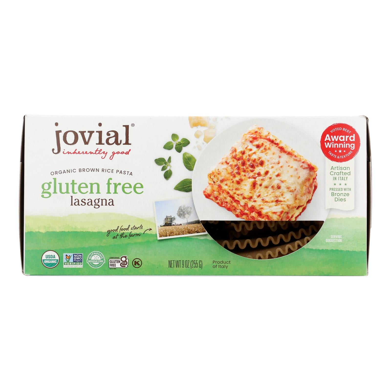 Jovial - Pasta Organic Brown Rice Lasagna - Case of 6-9 Ounces