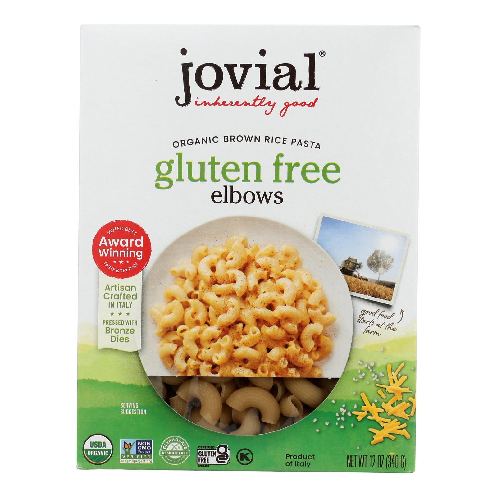 Jovial - Gluten Free Brown Rice Pasta - Elbow - Case Of 12 - 12 Oz.