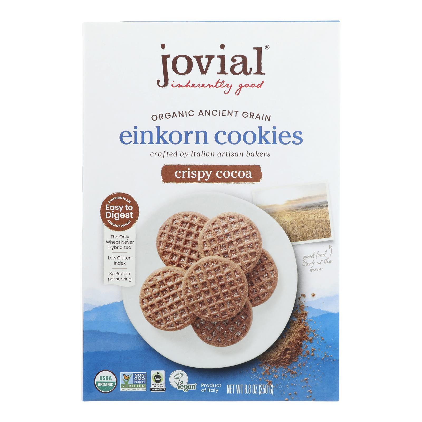 Jovial - Cookie - Organic - Einkorn - Crispy Cocoa - 8.8 Oz - Case Of 12