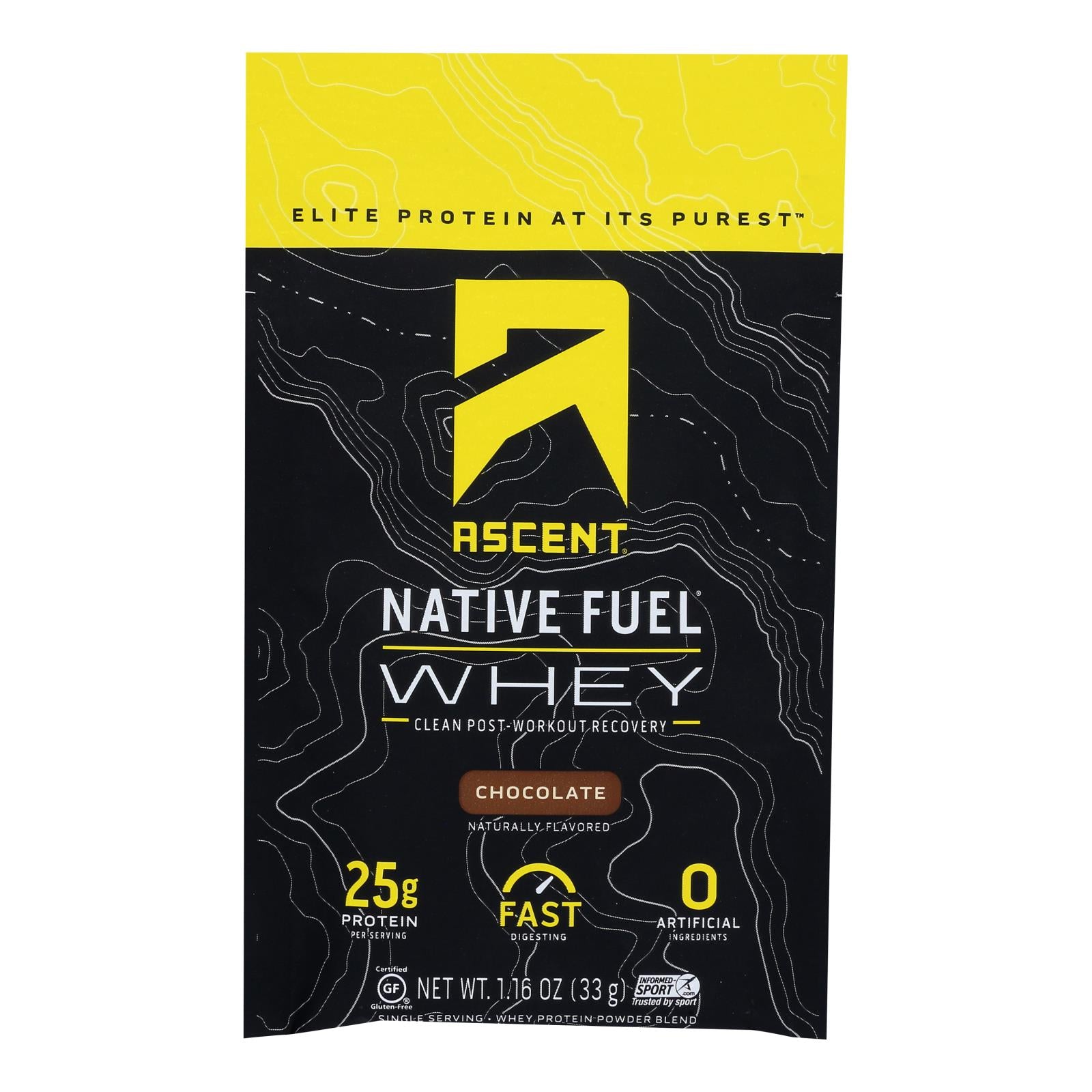 Ascent Native Fuel Chocolate Whey Protein Powder Blend Chocolate - Case Of 15 - 1.16 Oz