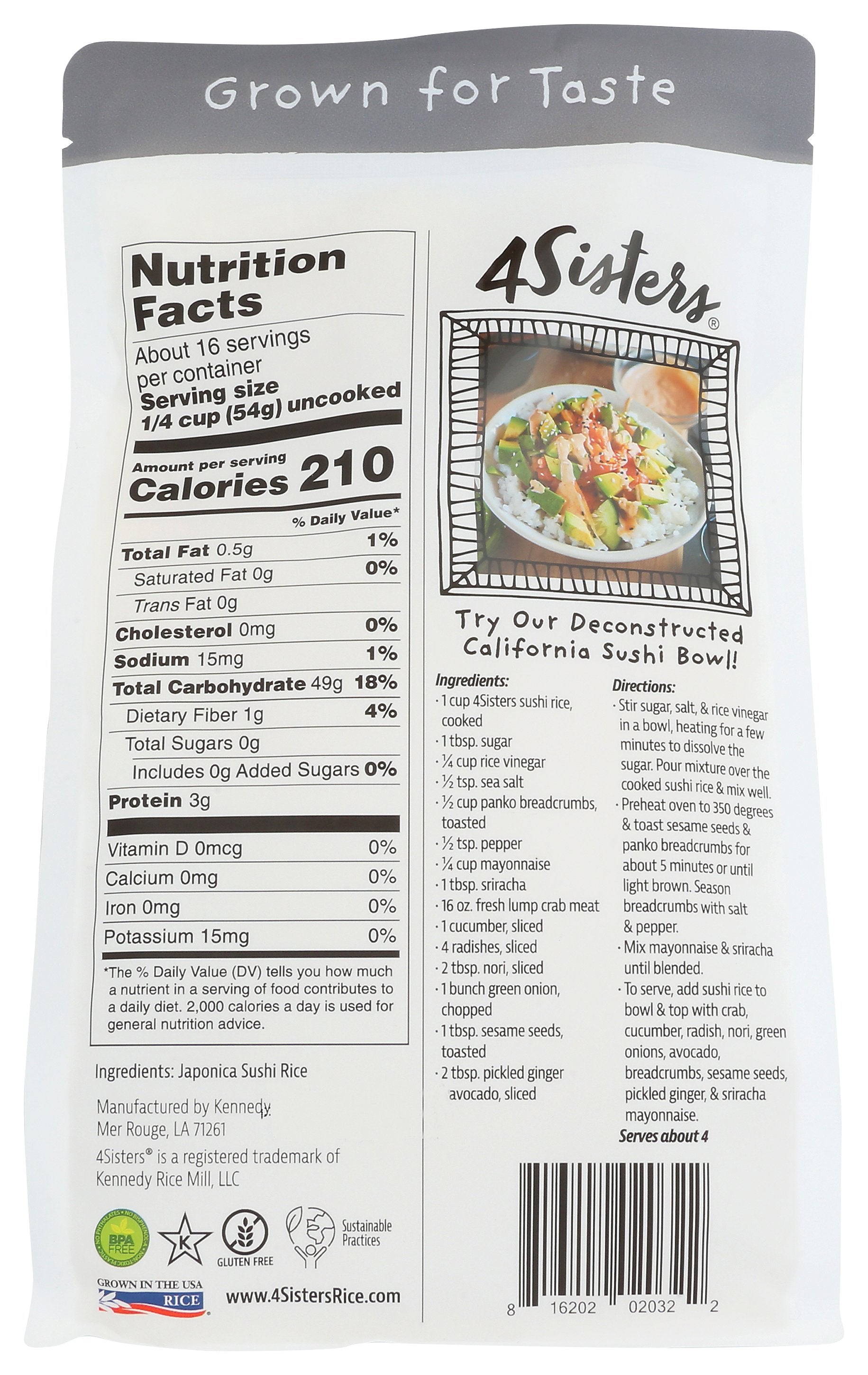 4SISTERS RICE SHORT GRAIN JAPONICA - Case of 6