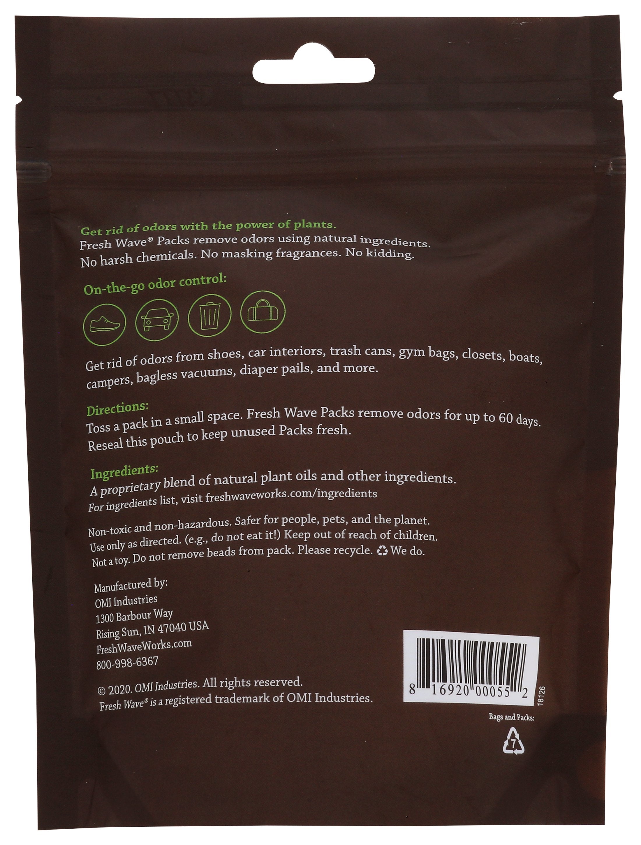 FRESH WAVE FRESHNER ODOR REMOVING PACKS - Case of 6
