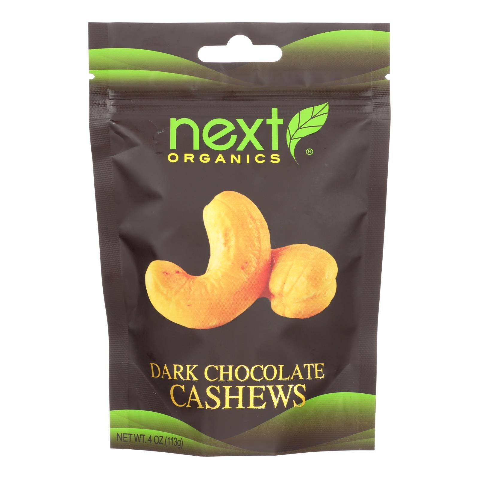 Next Organics Cashews, Dark Chocolate  - Case of 6 - 4 OZ