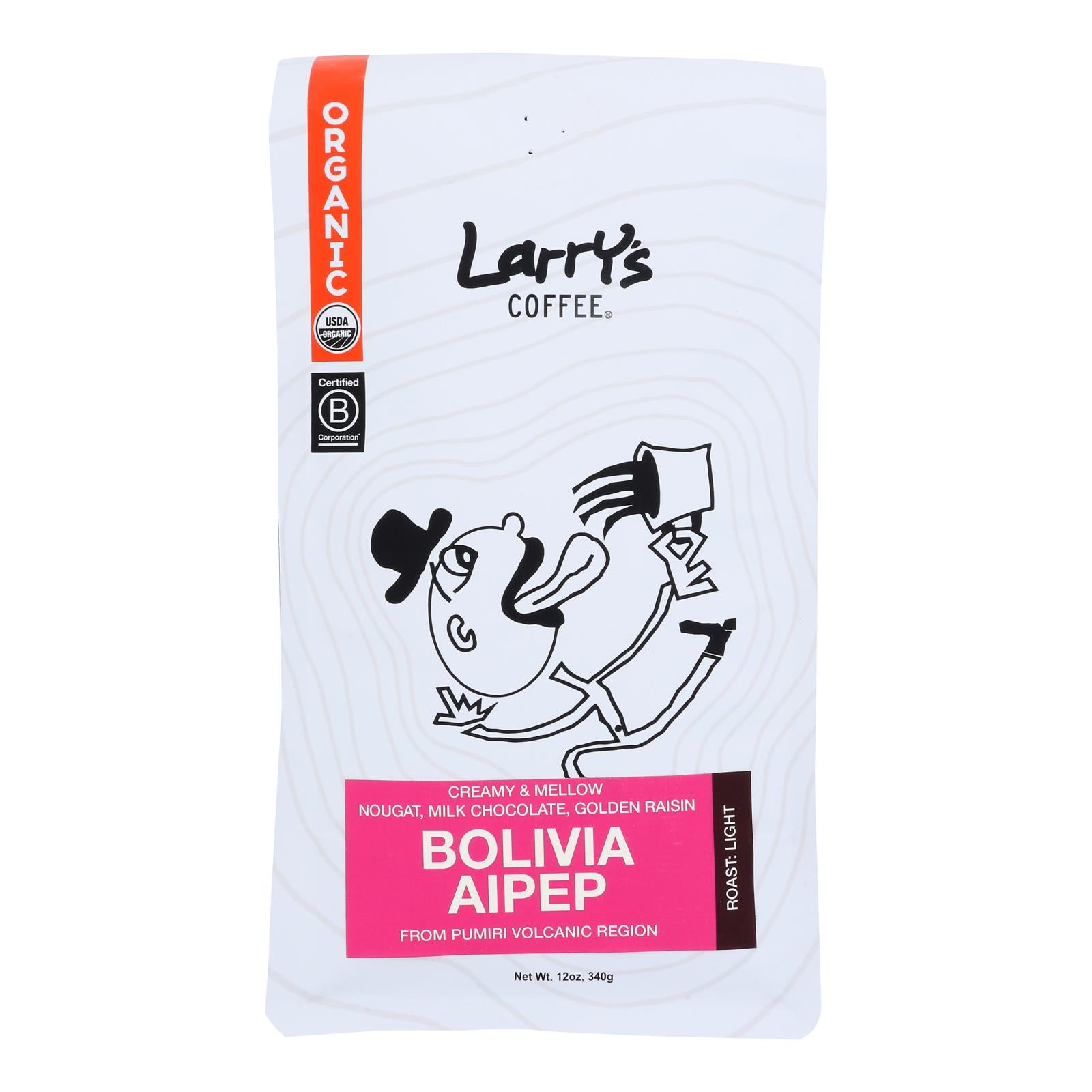 Larry's Coffee - Coffee Bolivia Lt Whole Bean - Case of 6 - 12 OZ