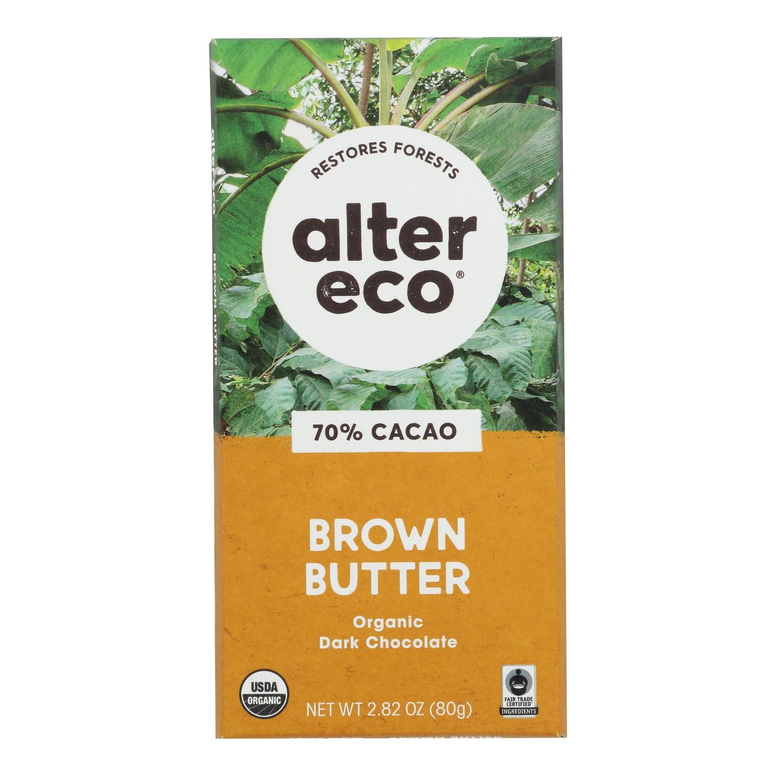 Alter Eco Americas Chocolate - Organic - Dark Salted Brown Butter - 2.82 oz - case of 12