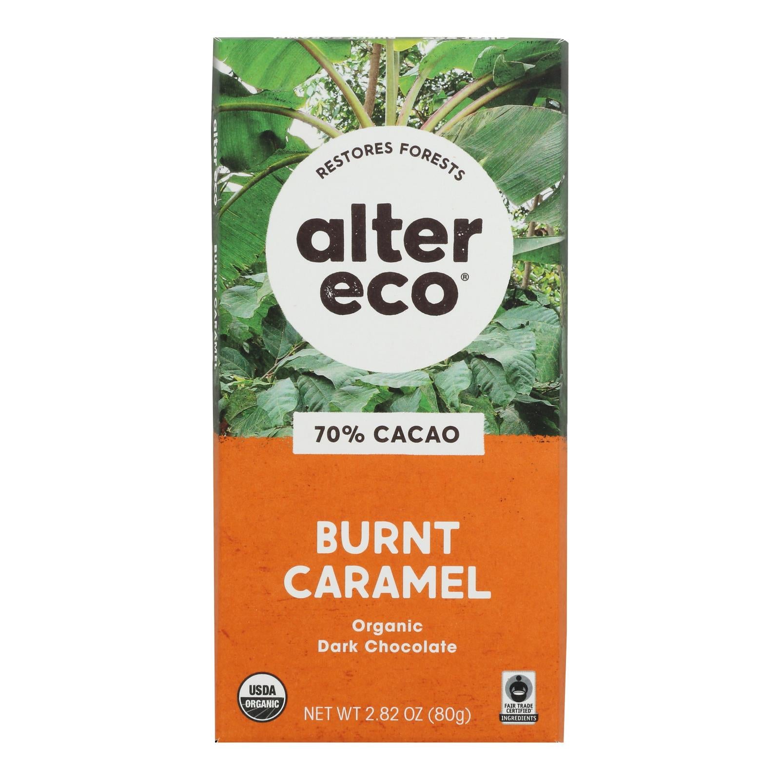 Alter Eco Americas Organic Chocolate Bar - Dark Salted Burnt Caramel - 2.82 oz Bars - Case of 12