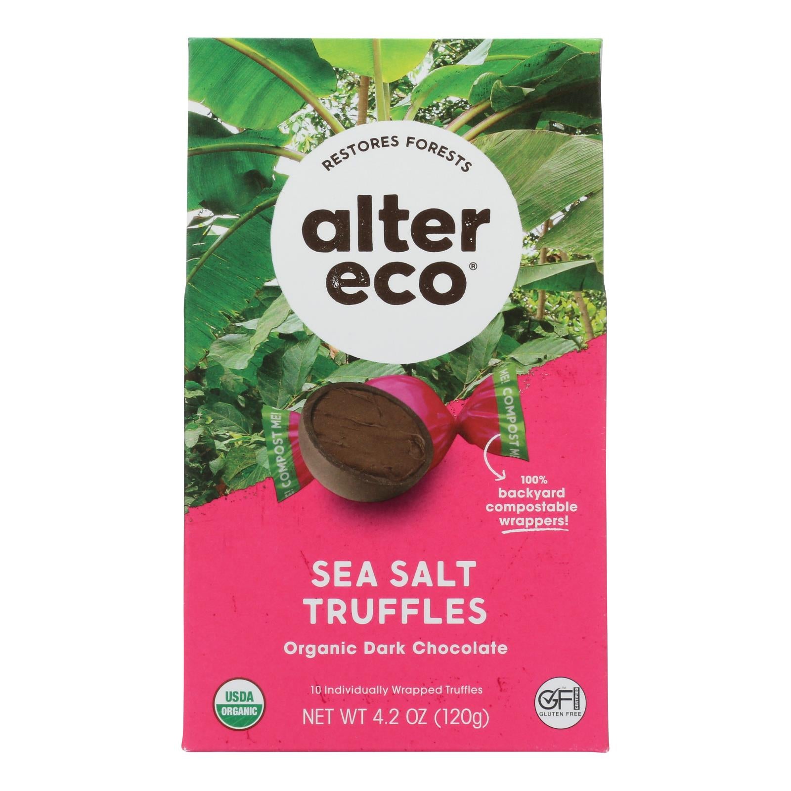 Alter Eco Americas Truffles - Sea Salt - Case of 8 - 4.2 oz.