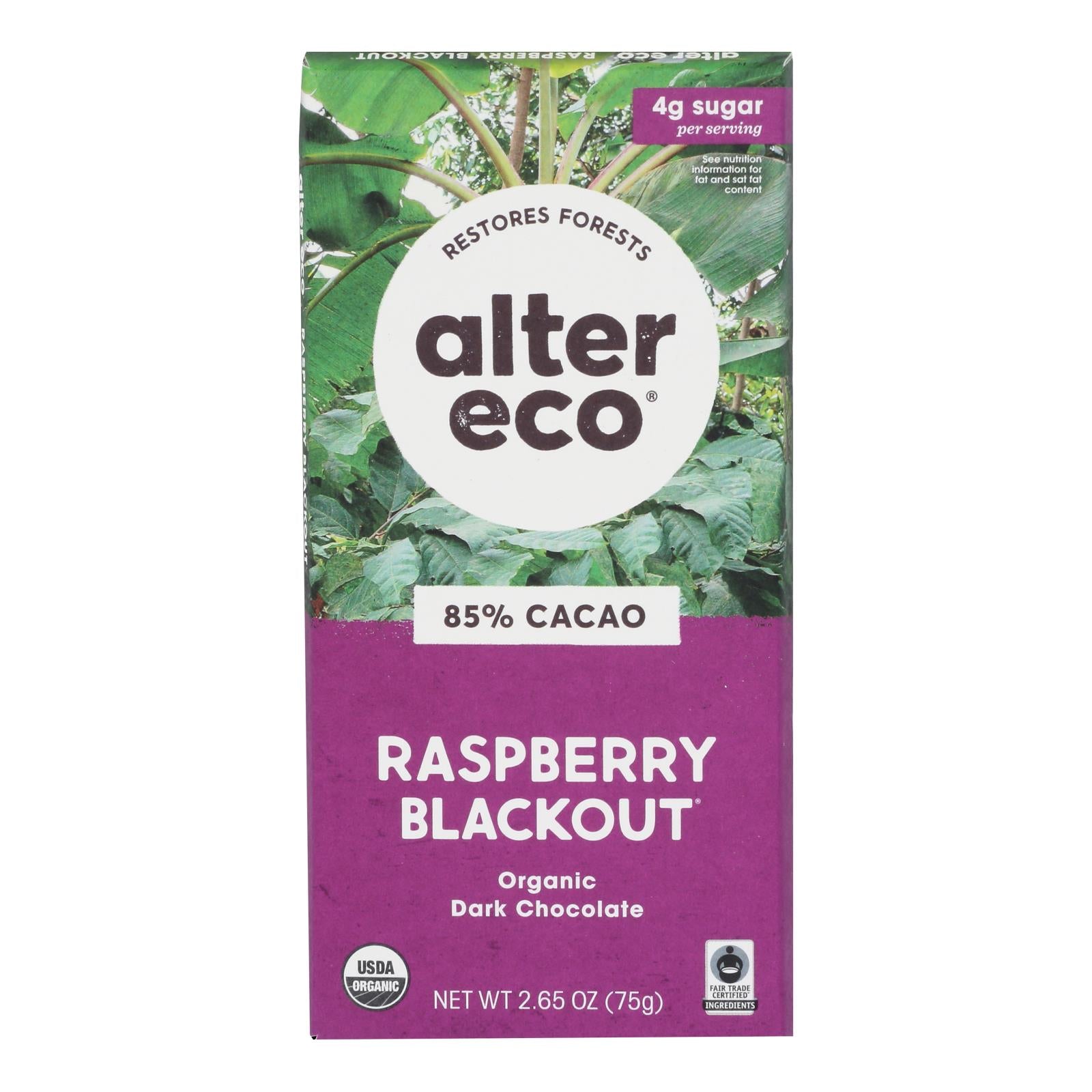 Alter Eco - Chocolate Raspberry Blkout 85% - Case of 12-2.65 OZ
