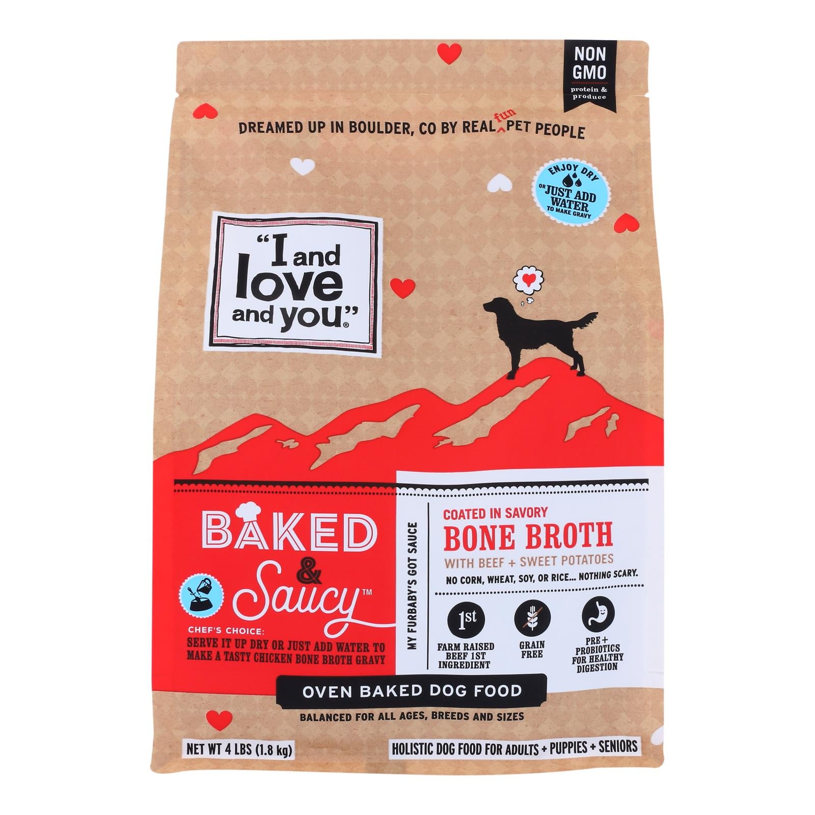 I And Love And You - Dog Food Baked Saucy Beef - Case of 6 - 4 LB