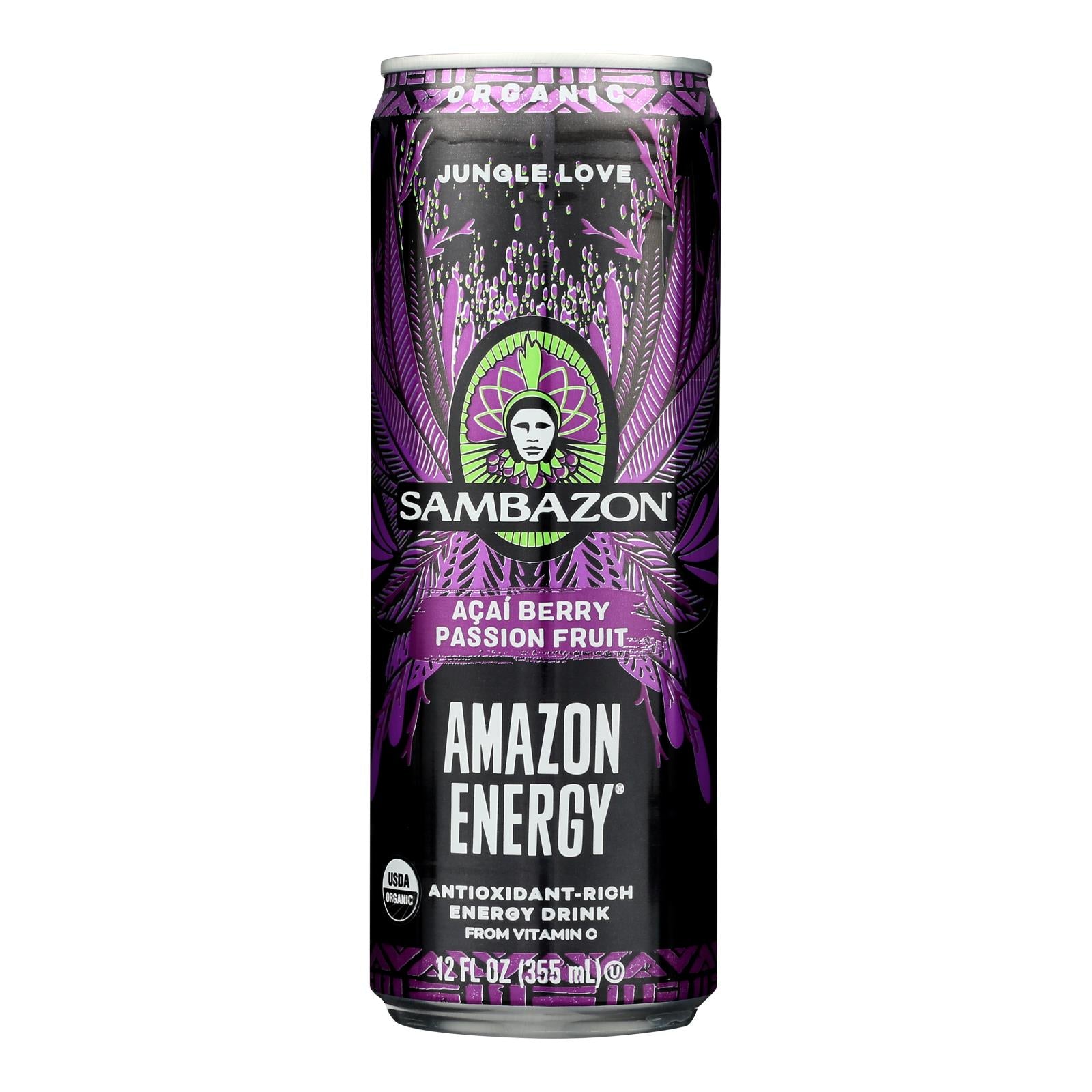 Sambazon Organic Amazon Energy Drink - Jungle Love - Case Of 12 - 12 Fl Oz