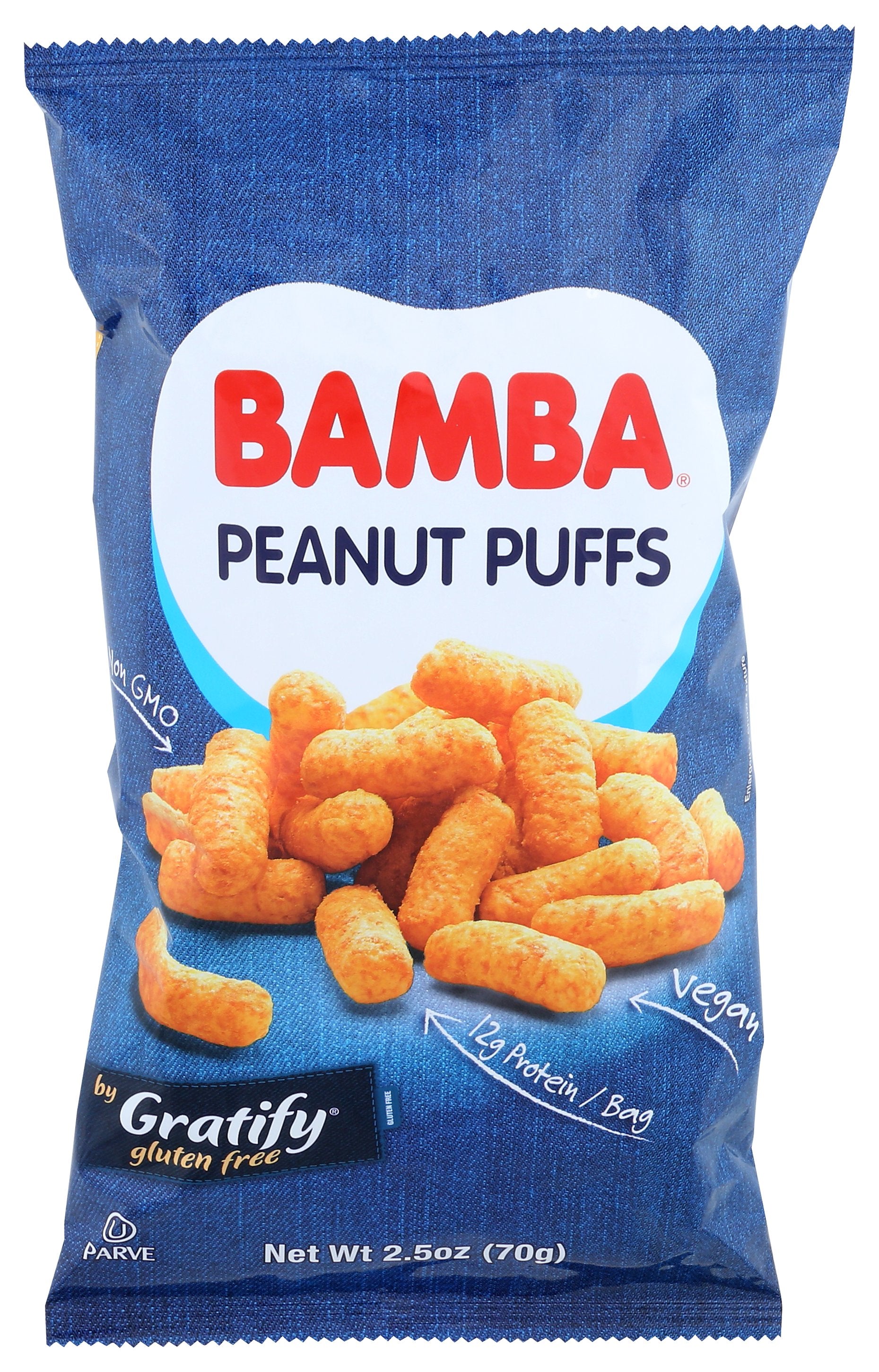 GRATIFY BAMBA PUFF PEANUT - Case of 12 [Bamba Puffs - 2.5 OZ]