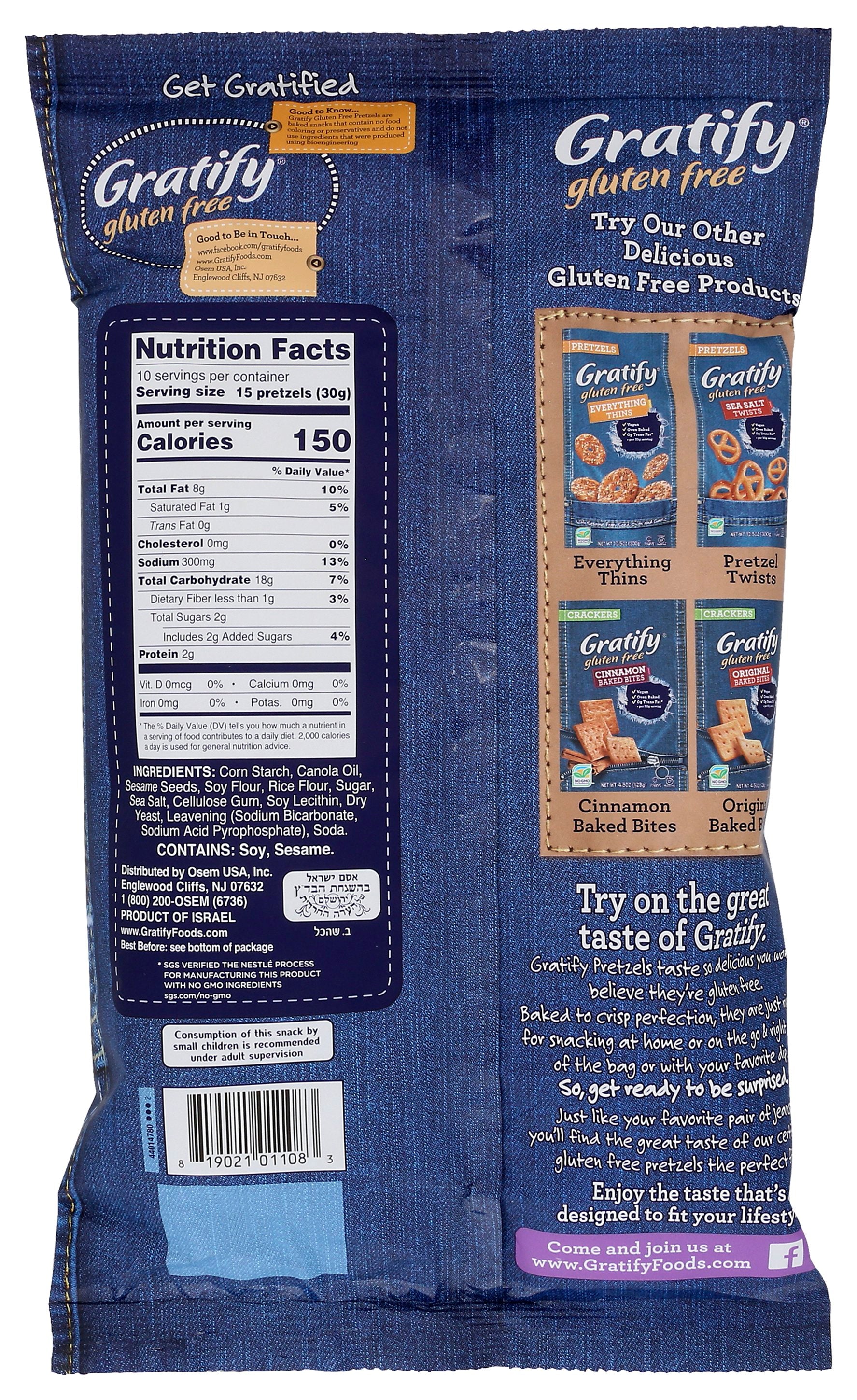 GRATIFY PRETZEL THINS SESAME GF - Case of 6