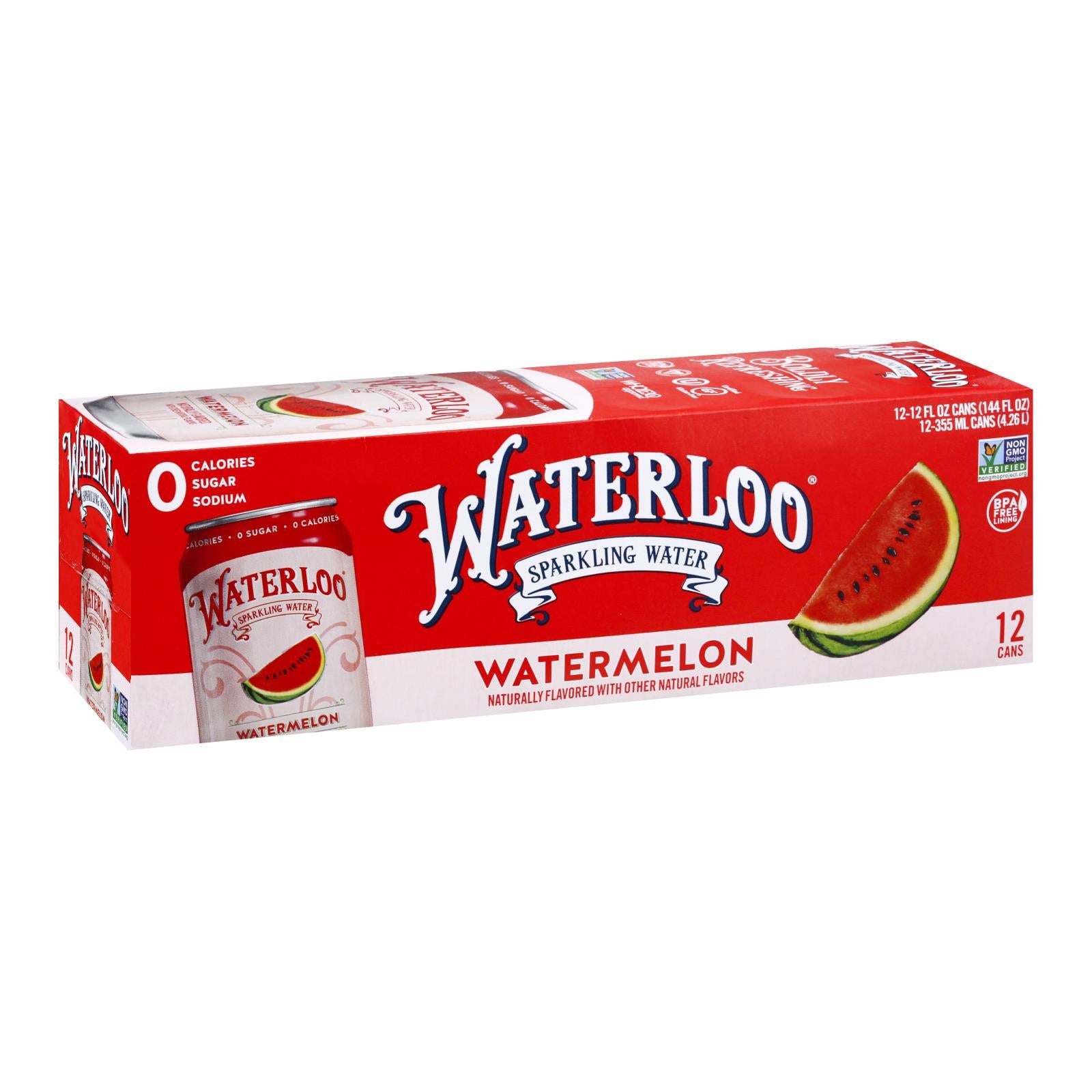 Waterloo's Watermelon Sparkling Water  - Case of 2 - 12/12 FZ