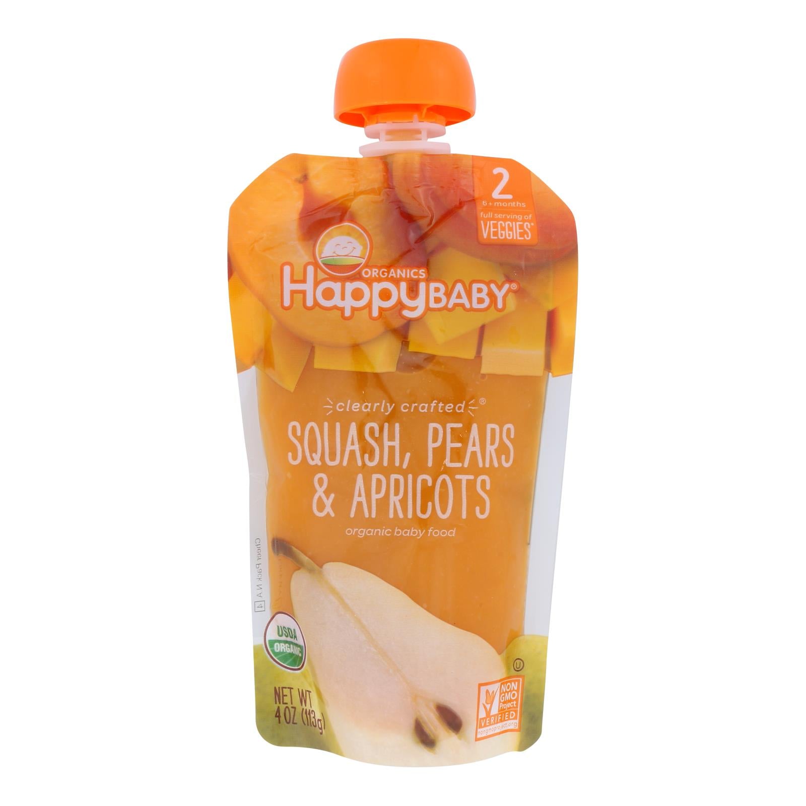 Happy Baby - Carrot, Corn, Organic Squash, Pear, Apricot Stage 2 - Case of 16-4 Ounce