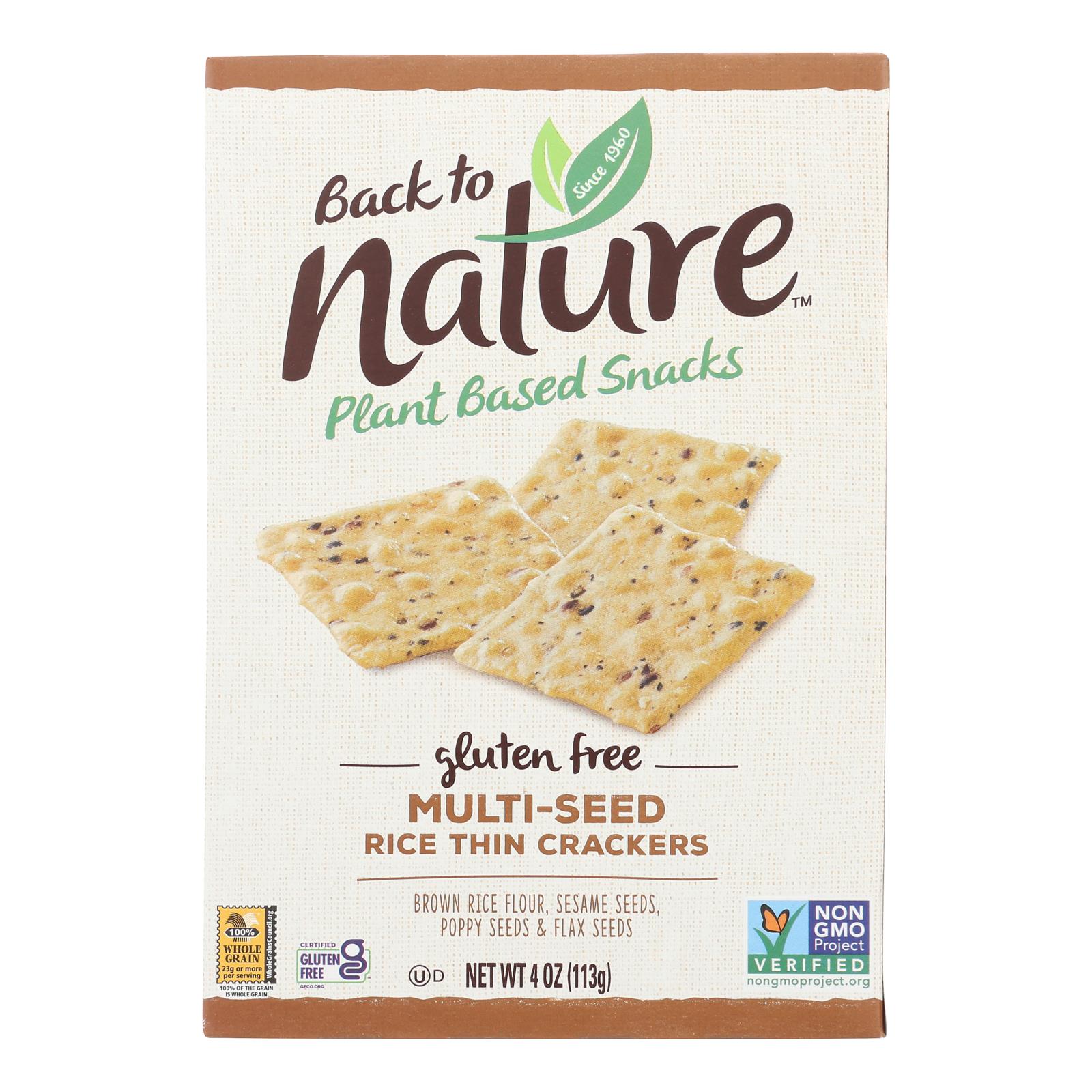 Back To Nature Multi Seed Rice Thin Crackers - Brown Rice Sesame Seeds Poppy Seeds And Flax Seed - Case Of 12 - 4 Oz.