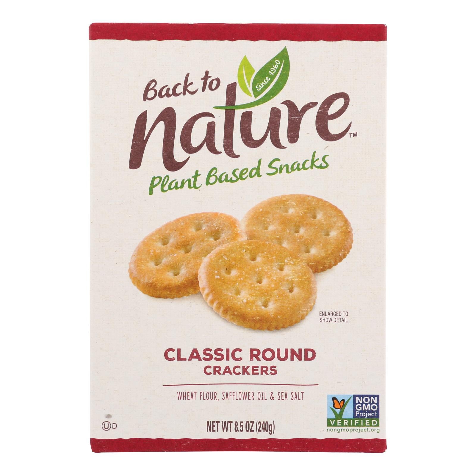 Back To Nature Classic Round Crackers - Safflower Oil And Sea Salt - Case Of 6 - 8.5 Oz.