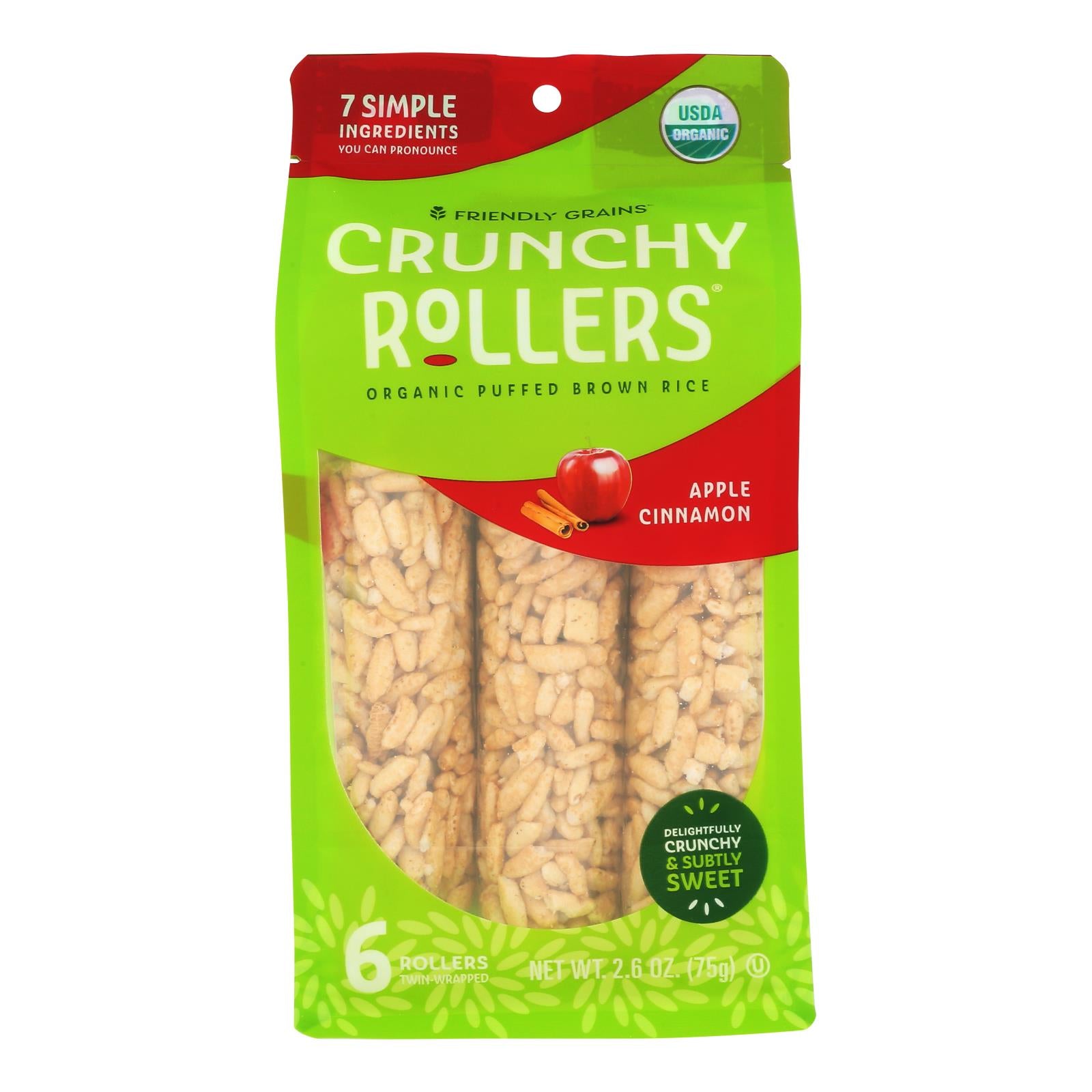 Crunchy Rollers - RollRice Aple Cinnamon - Case of 8-2.6 OZ