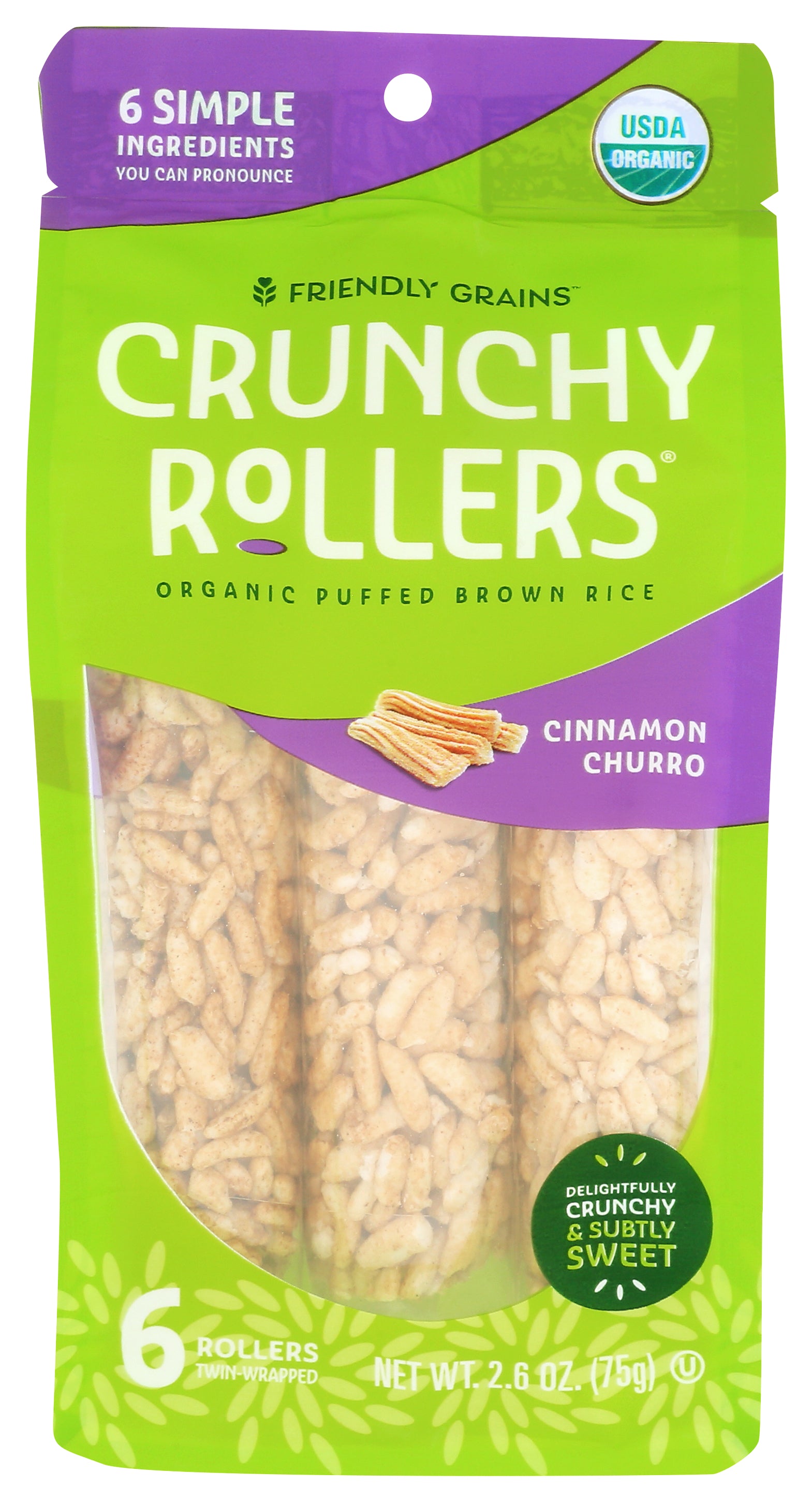 Friendly Grains Cinnamon Churro Crunchy Rollers 6 ea - Case of 9