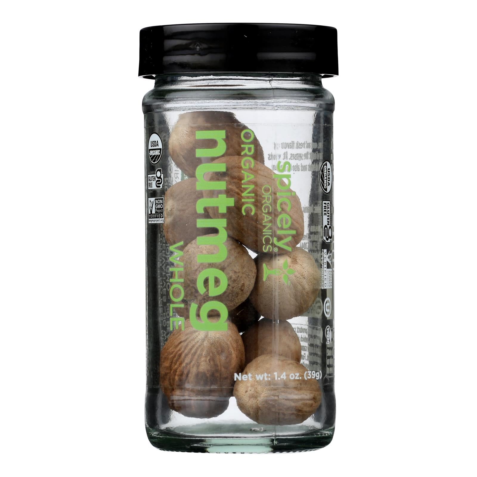 Spicely Organics - Organic Nutmeg - Whole - Case Of 3 - 1.4 Oz.