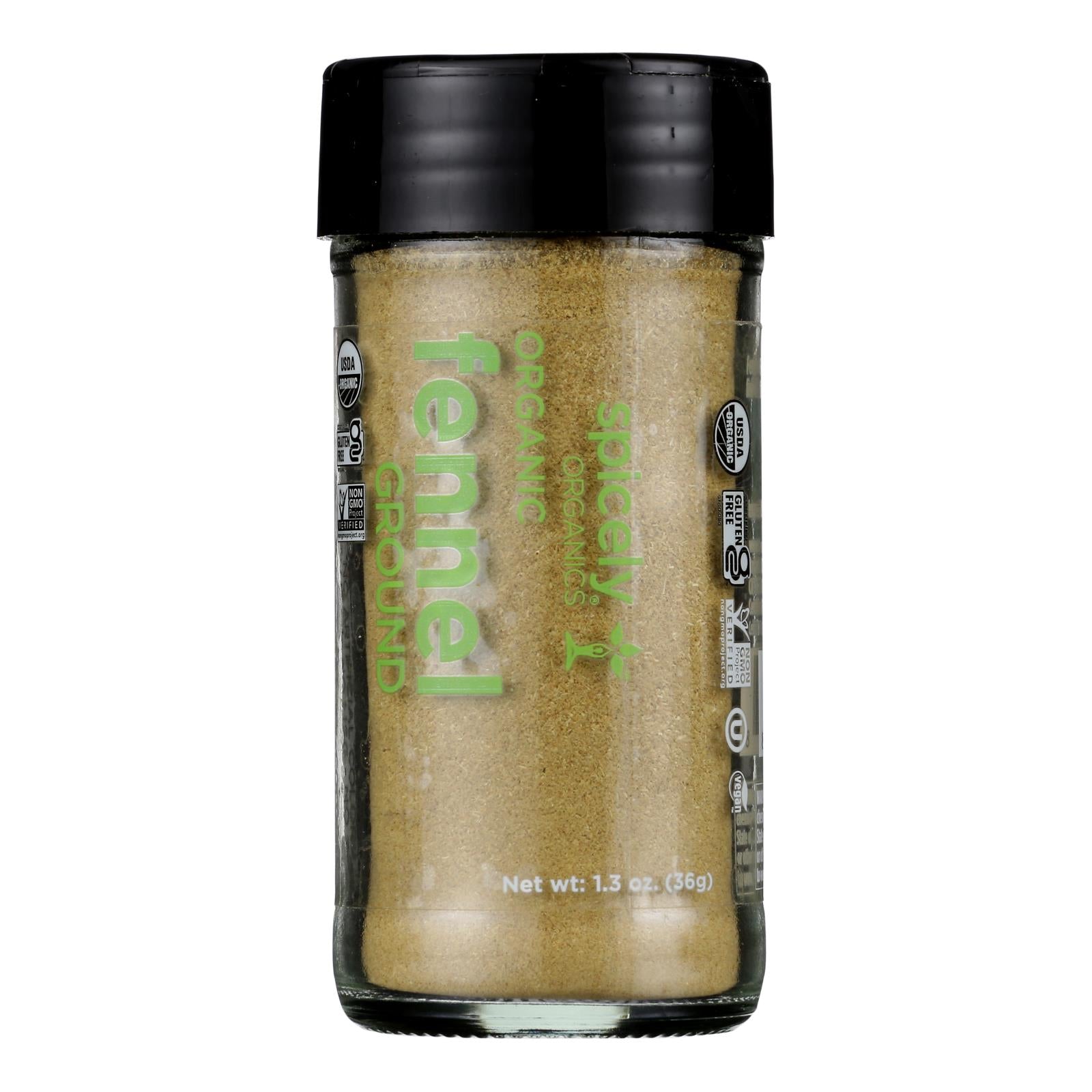 Spicely Organics - Organic Fennel - Ground - Case of 3 - 1.3 oz.