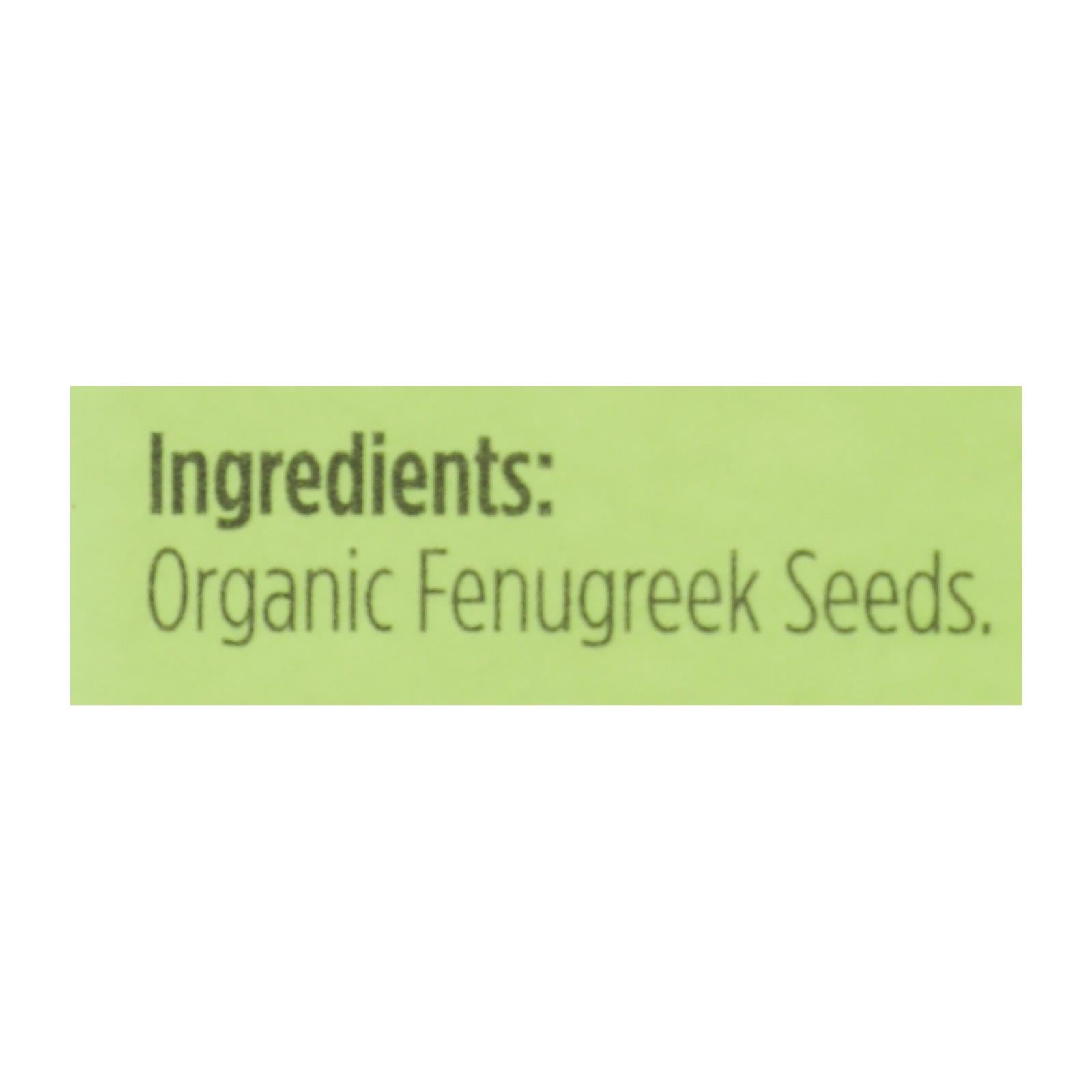 Spicely Organics - Organic Fenugreek Seeds - Case of 6 - 0.45 oz.