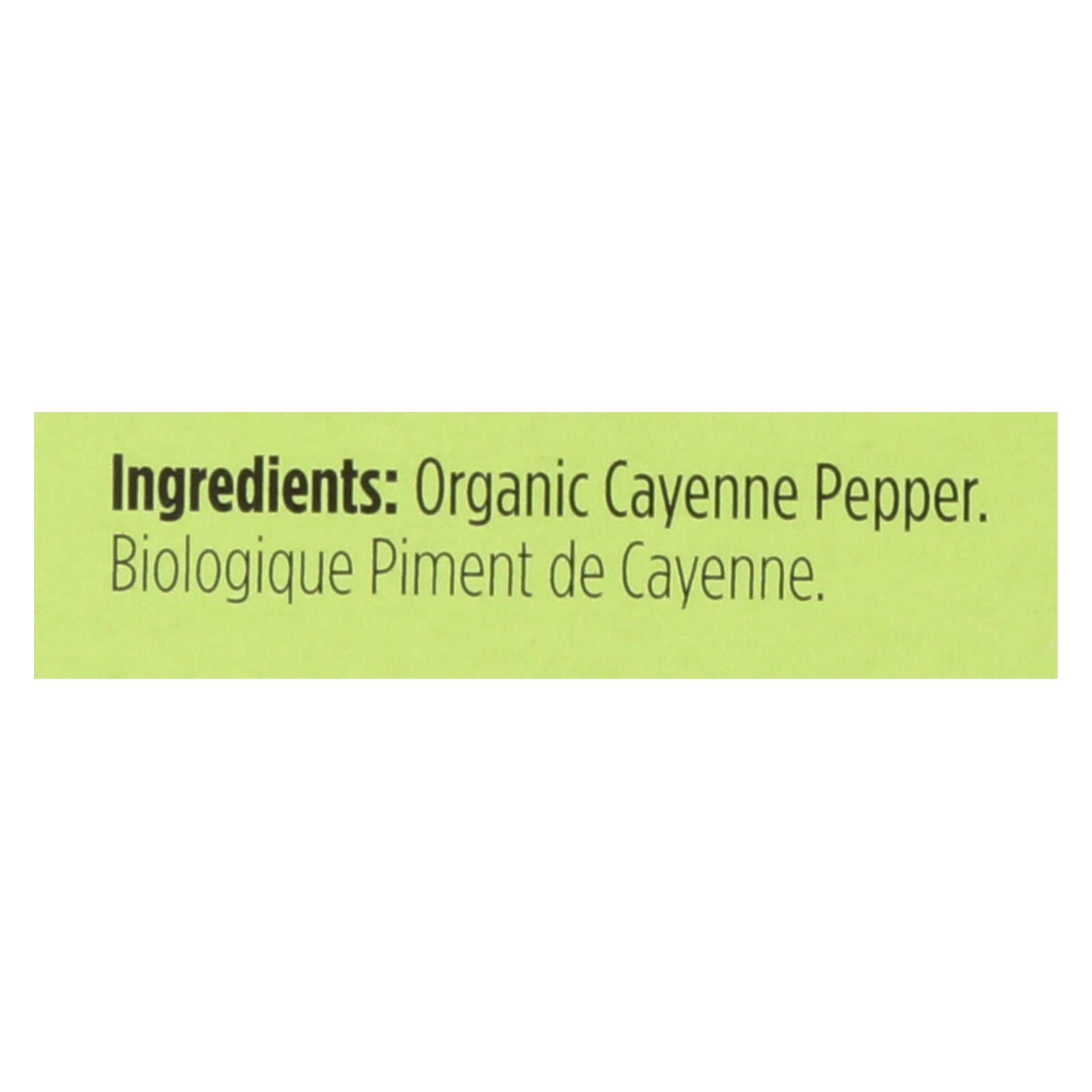 Spicely Organics - Organic Cayenne Pepper - Case of 6 - 0.45 oz.