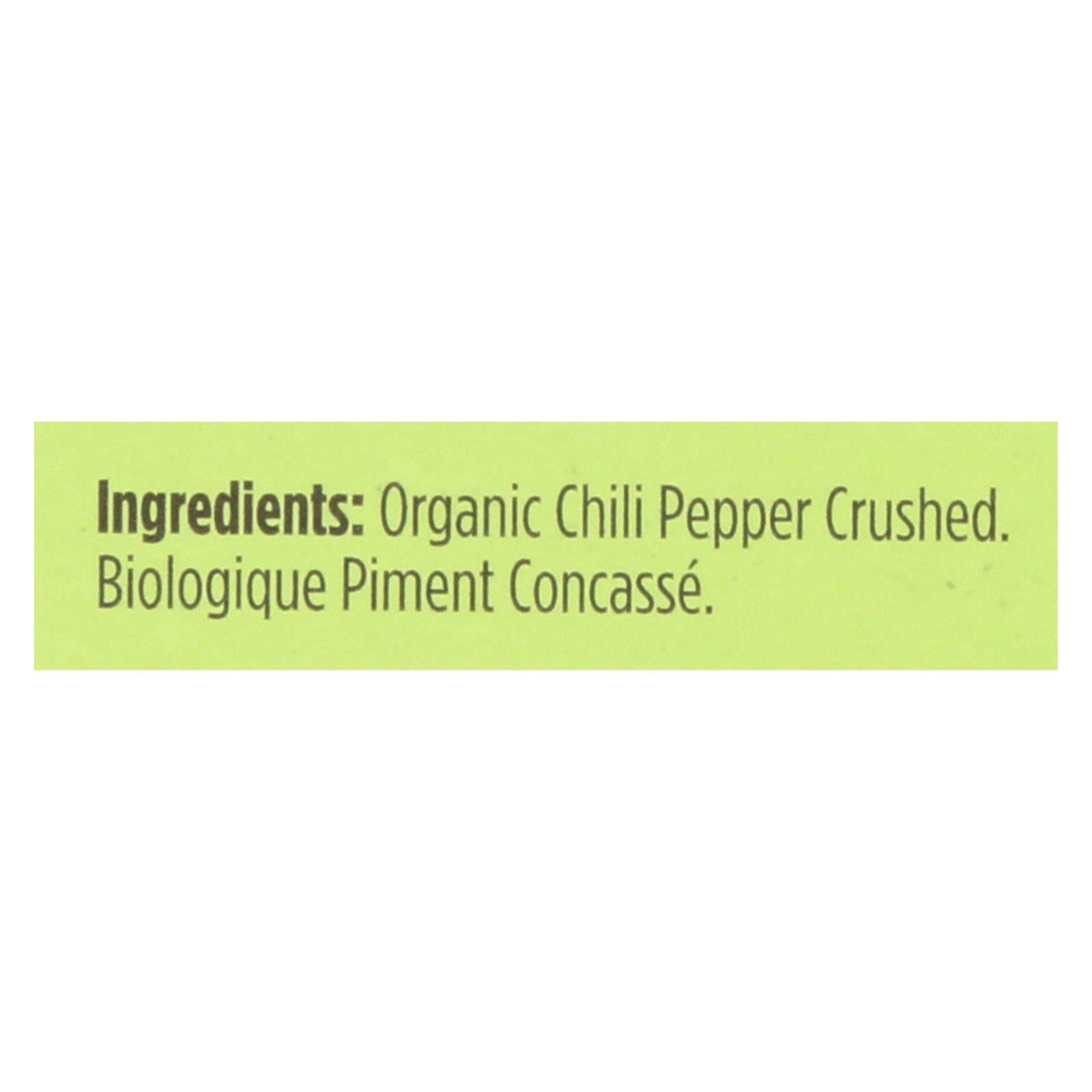 Spicely Organics - Organic Chili Pepper - Crushed - Case of 6 - 0.3 oz.