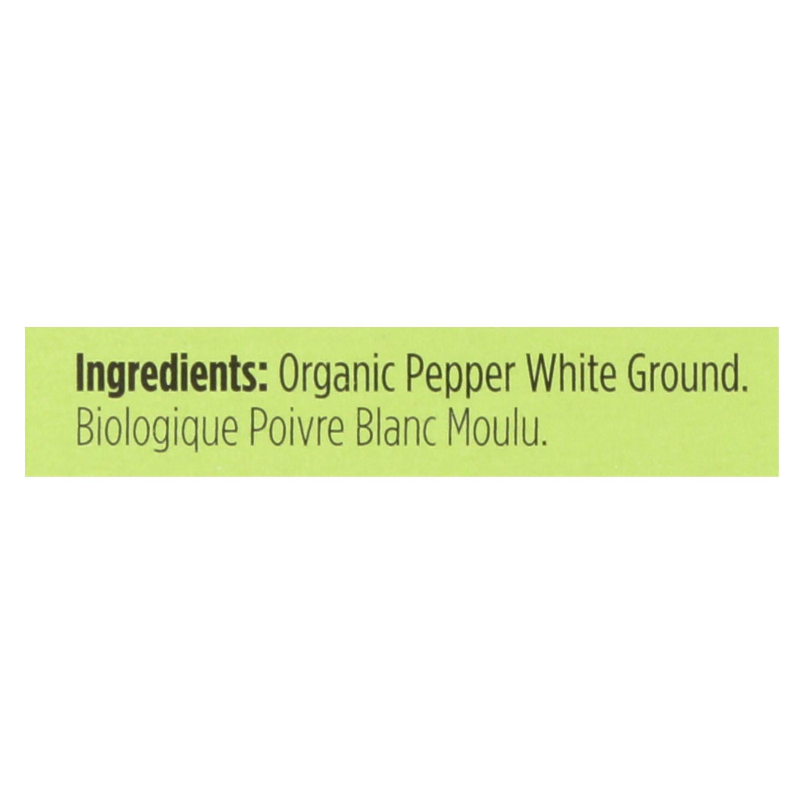 Spicely Organics - Organic Peppercorn - White Ground - Case of 6 - 0.45 oz.