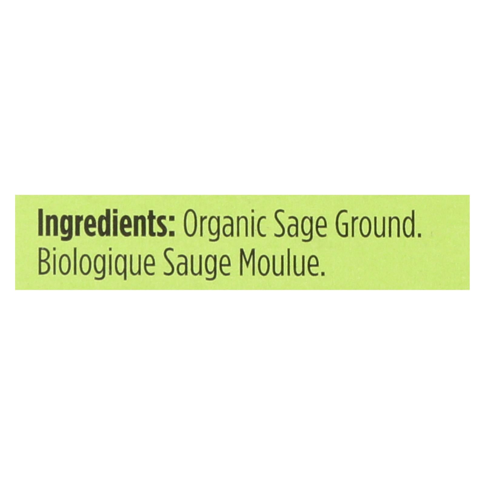 Spicely Organics - Organic Sage - Ground - Case of 6 - 0.3 oz.