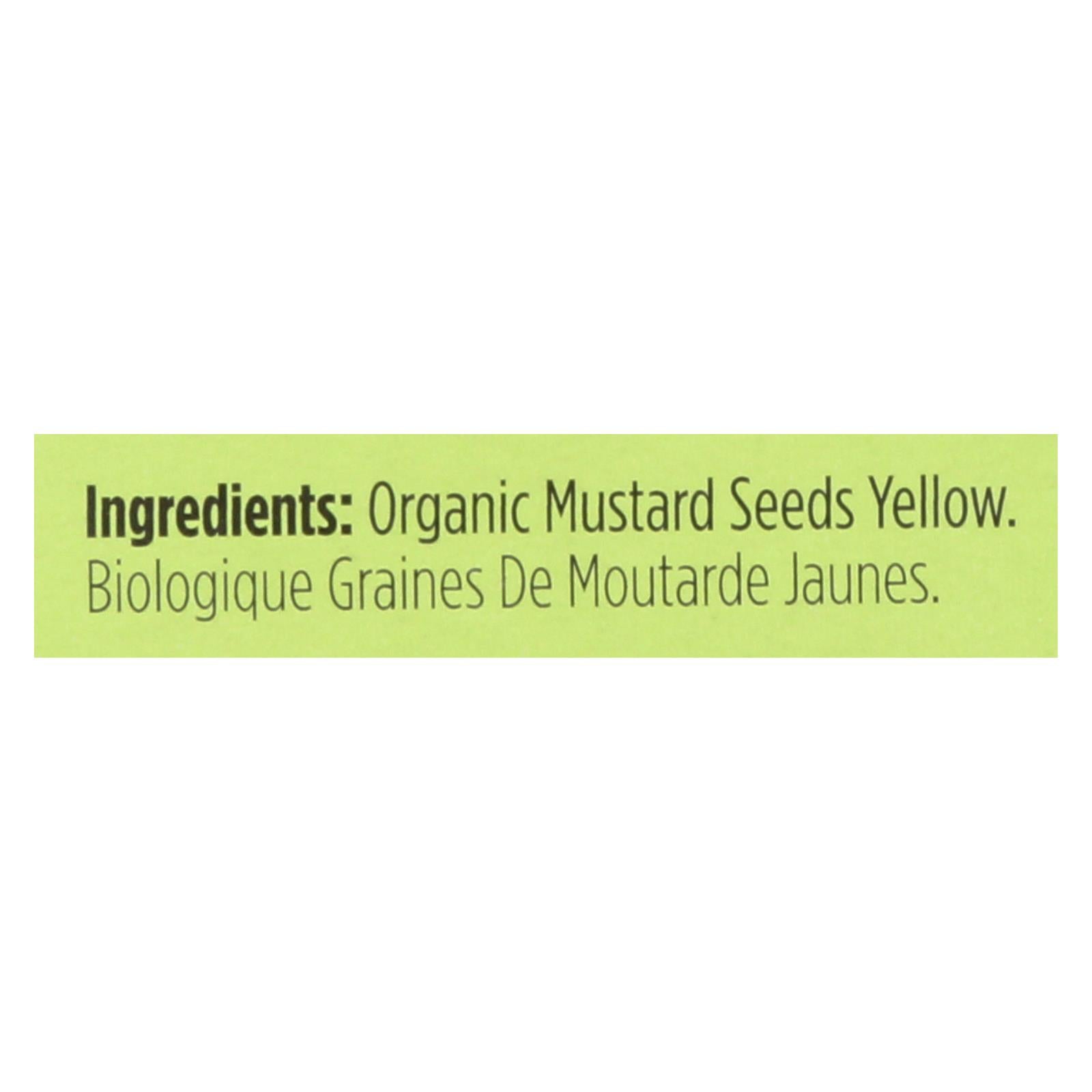 Spicely Organics - Organic Mustard Seed - Yellow - Case of 6 - 0.45 oz.