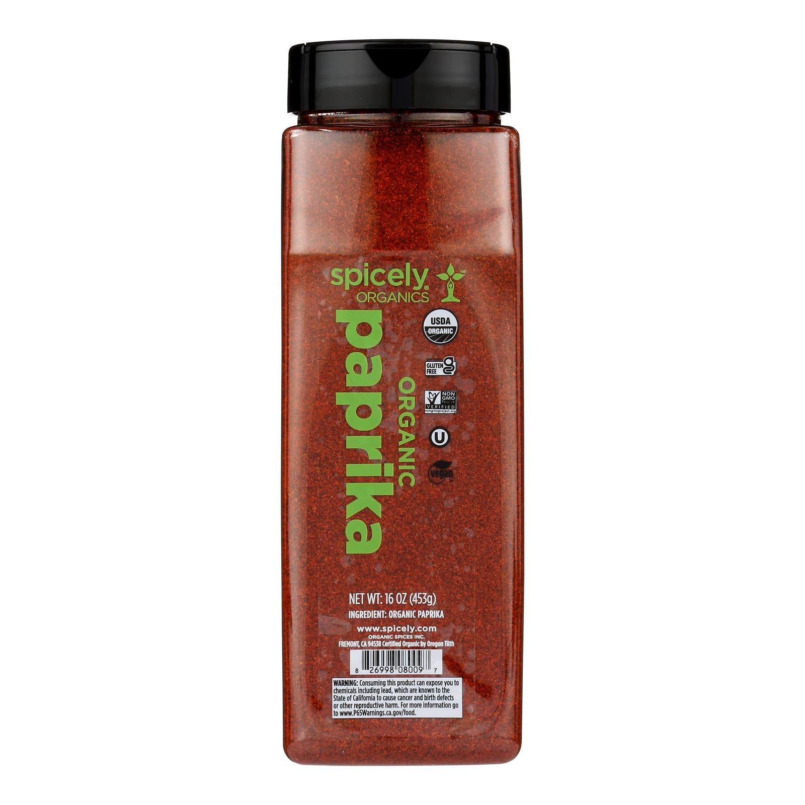 Spicely Organics - Paprika Organic - Case of 2-16 ounces