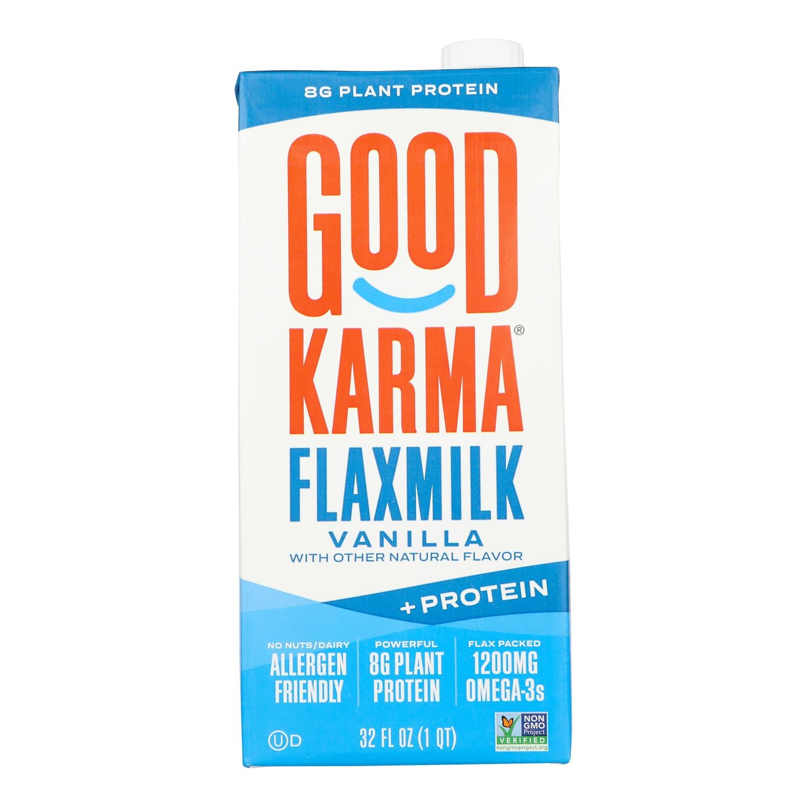 Good Karma Flax Milk - Protein - Vanilla - Case Of 6 - 32 Fl Oz