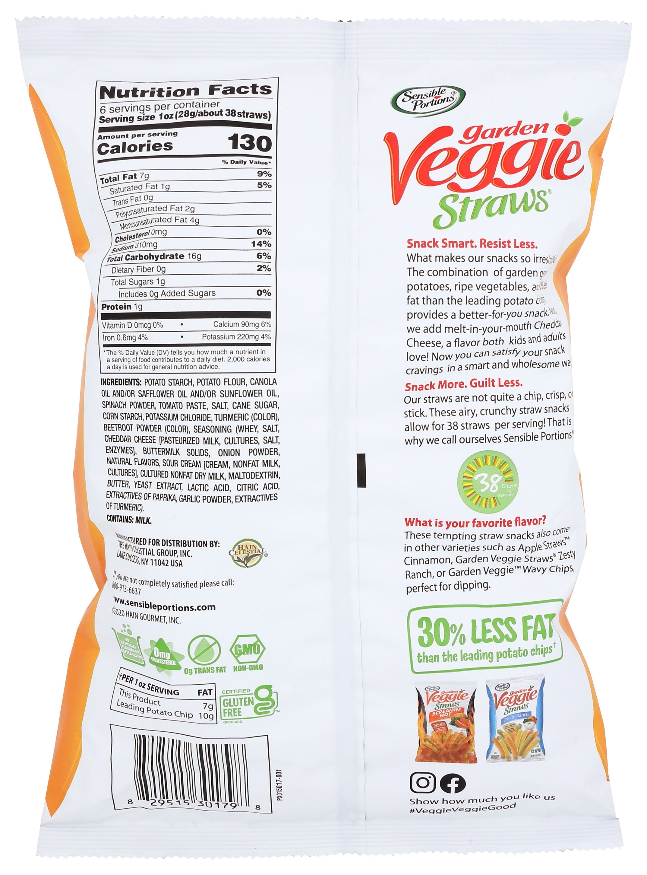 SENSIBLE PORTIONS VEGGIE STRAW CHEDDR CHESE - Case of 12