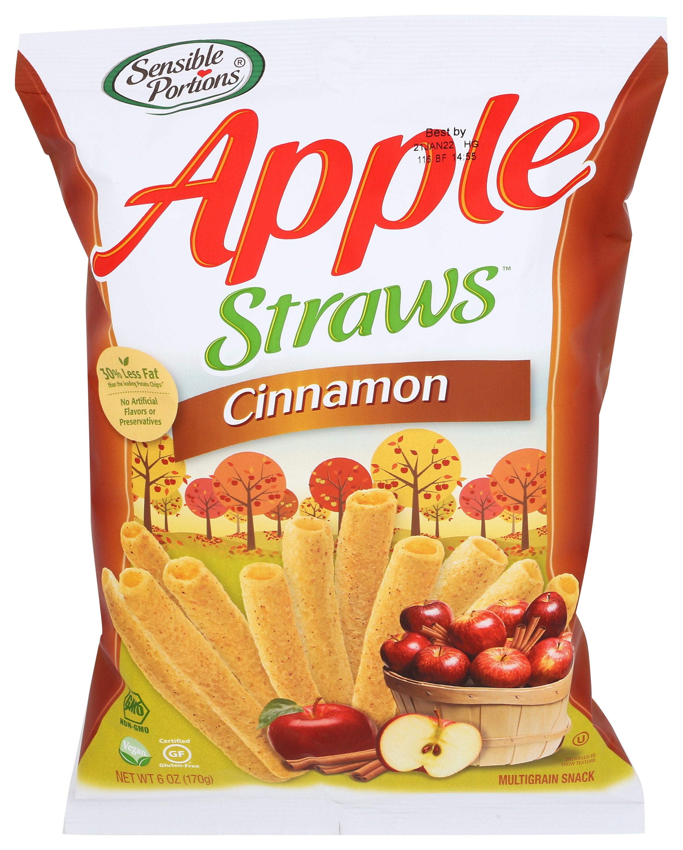 SENSIBLE PORTIONS STRAW APPLE CNNMN - Case of 12