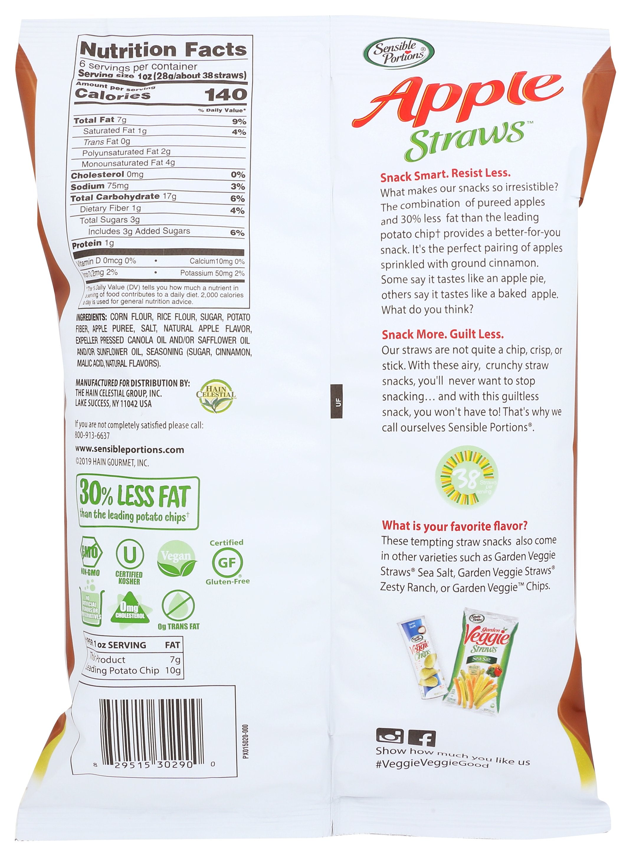 SENSIBLE PORTIONS STRAW APPLE CNNMN - Case of 12