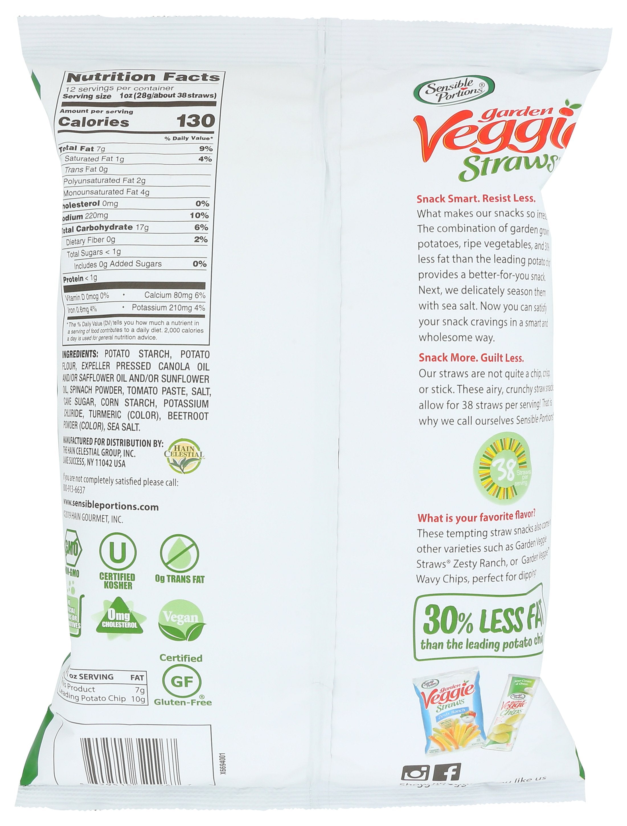 SENSIBLE PORTIONS VEGGIE STRAW SEA SALT - Case of 8