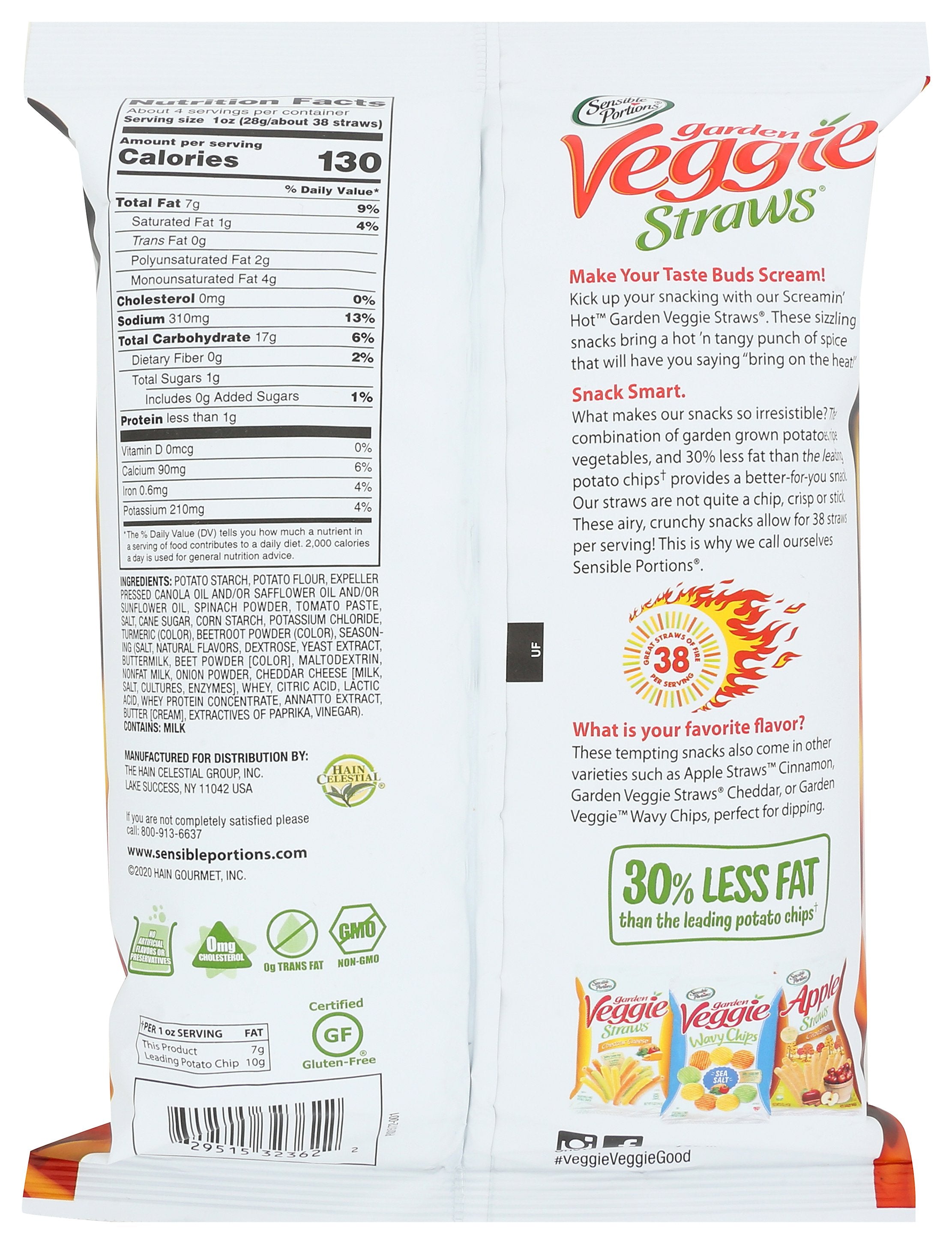SENSIBLE PORTIONS VEGGIE STRW GRDN SCRM HOT - Case of 12