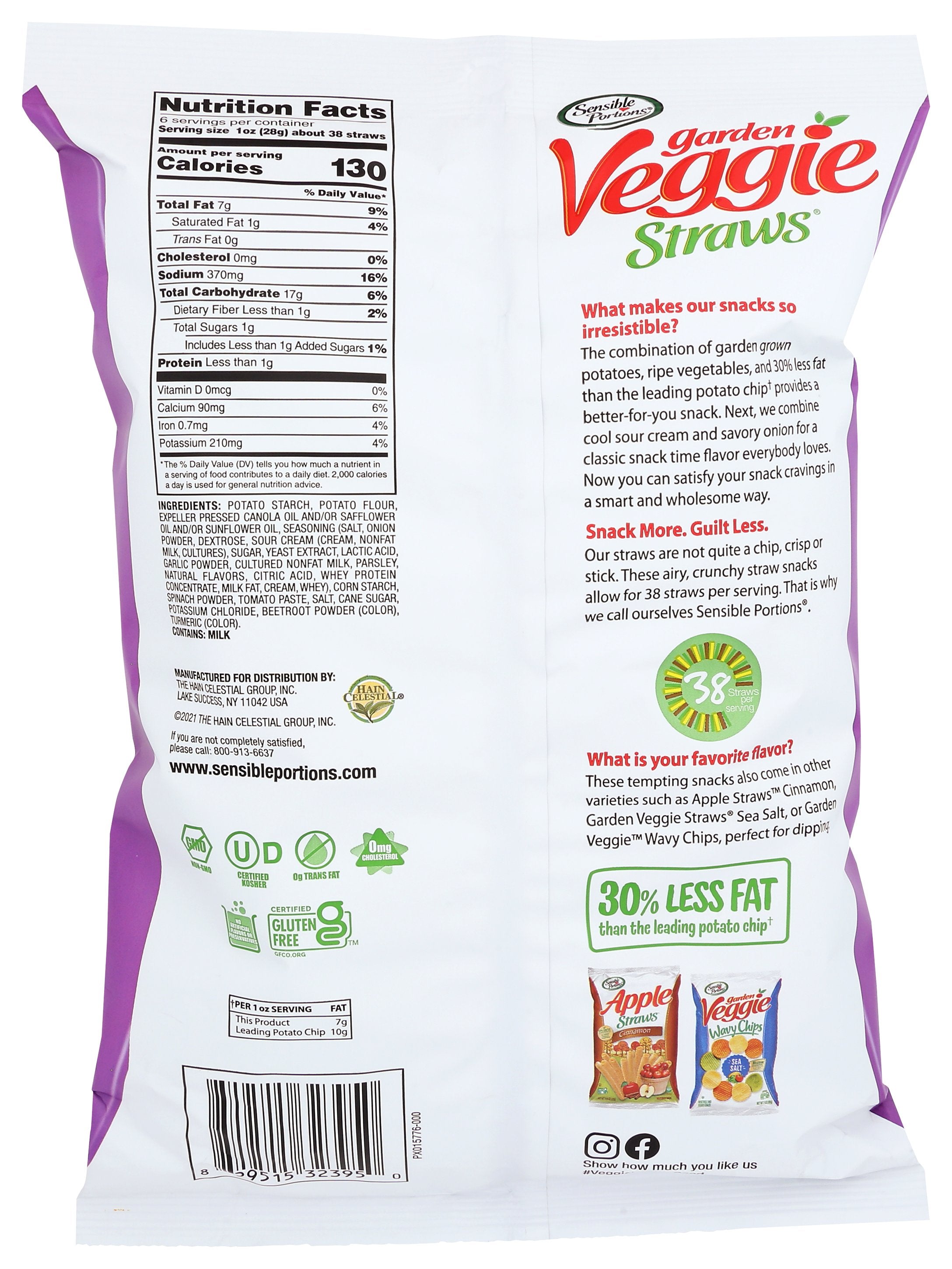 SENSIBLE PORTIONS STRAW VEG SOUR CRM ONION - Case of 6