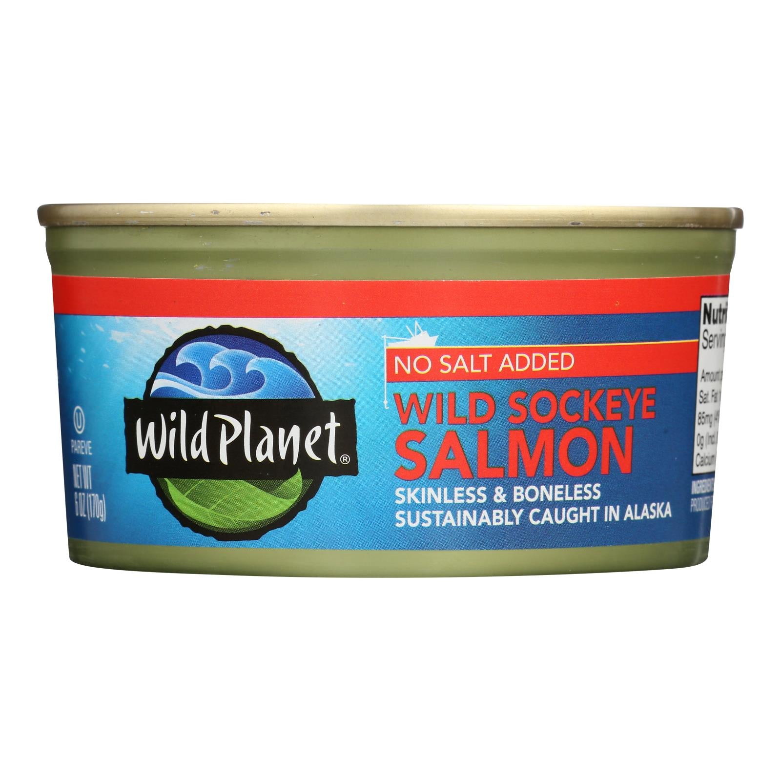 Wild Planet Wild Sockeye Salmon - No Salt Added - Case Of 12 - 6 Oz