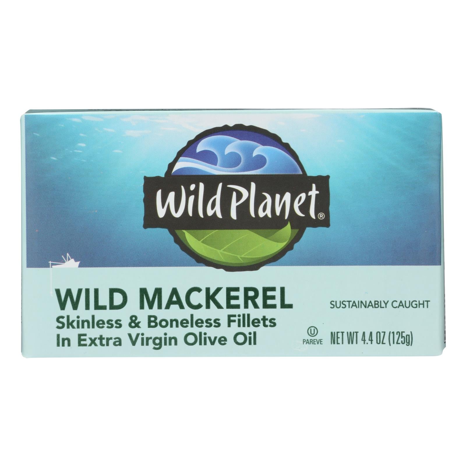 Wild Planet Wild Mackerel Fillets In Extra Virgin Olive Oil - Case Of 12 - 4.375 Oz.