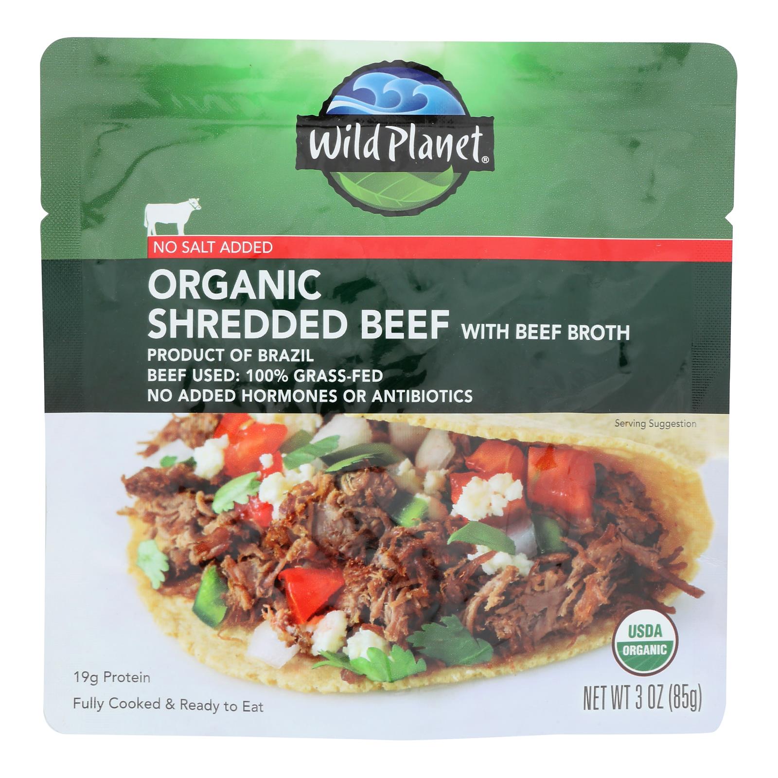 Wild Planet - Shredded Beef No Salt - Case of 24-3 OZ