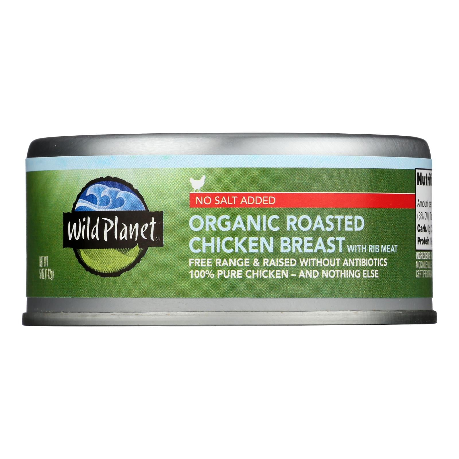 Wild Planet Organic Roasted Chicken Breast - No Salt Added - Case Of 12 - 5 Oz.