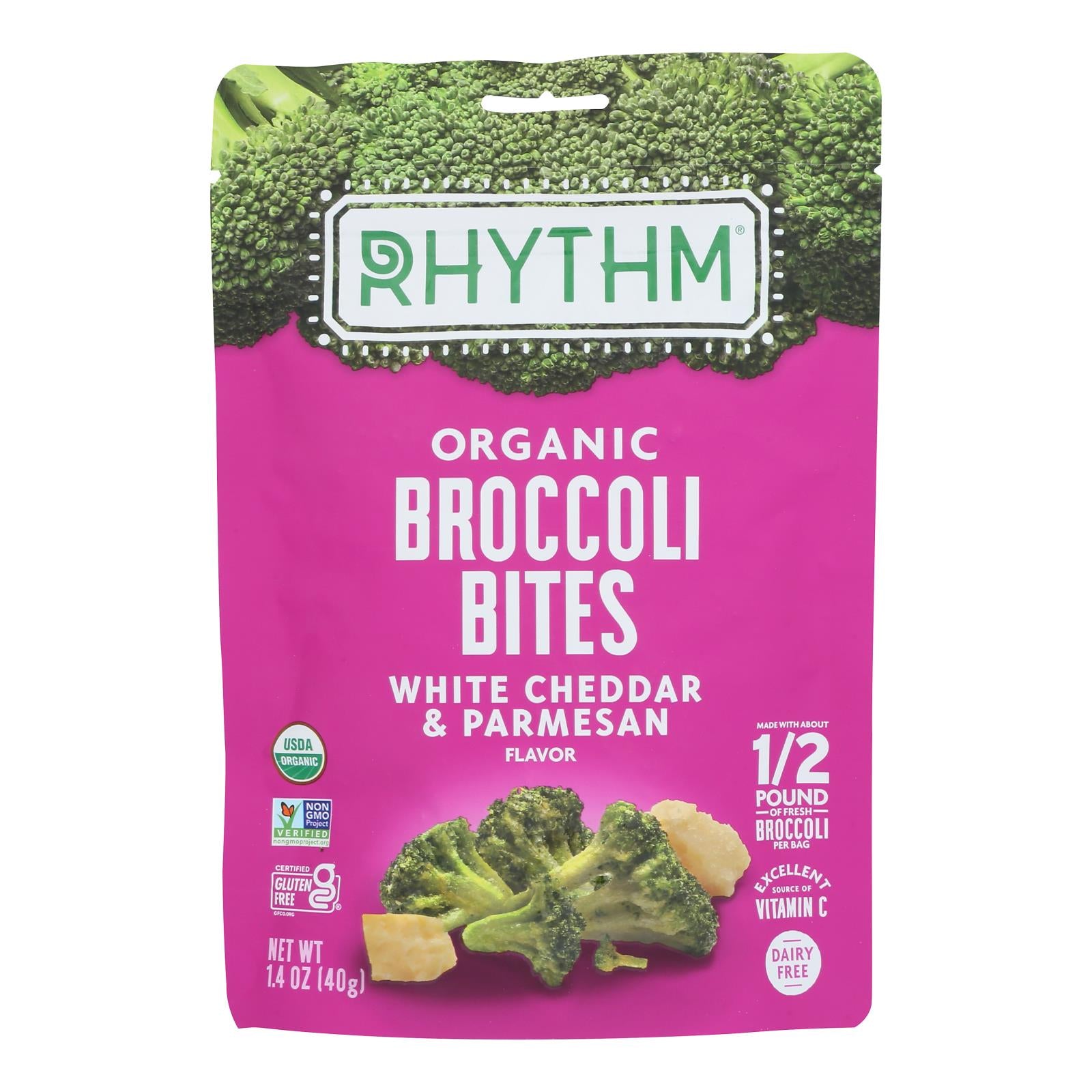 Rhythm Superfoods - Broc Bite Wh Chd Parm - Case Of 10-1.4 Oz