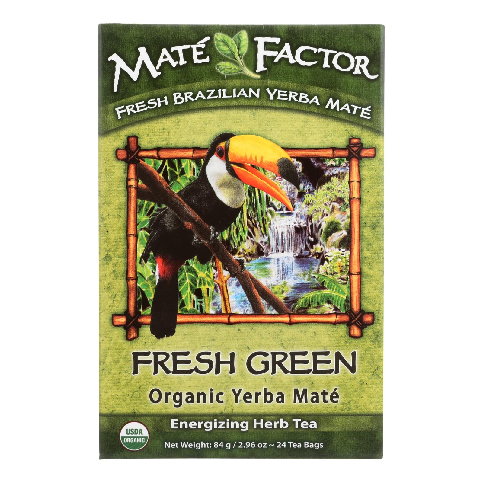 Mate Factor Fresh Green Organic Yerba Mate Tea Bags  - Case of 6 - 24 BAG