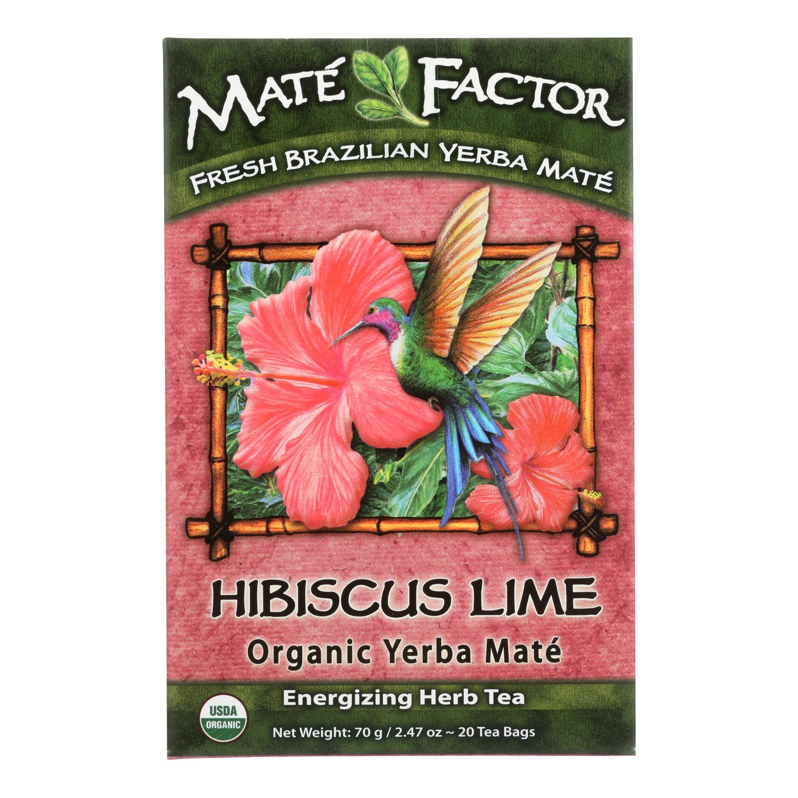 Mate Factor Hibiscus Lime Organic Yerba Mate Tea Bags  - Case of 6 - 20 BAG