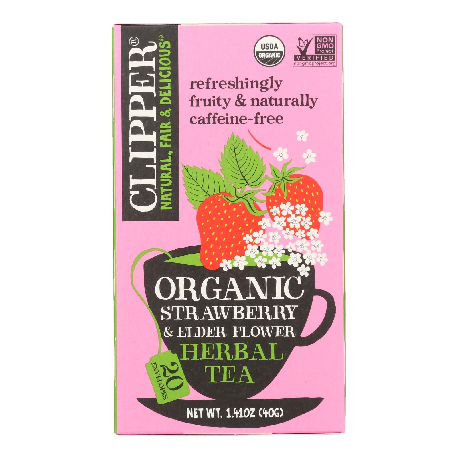 Clipper Tea - Organic Tea - Strawberry Fields - Case of 6 - 20 Bags