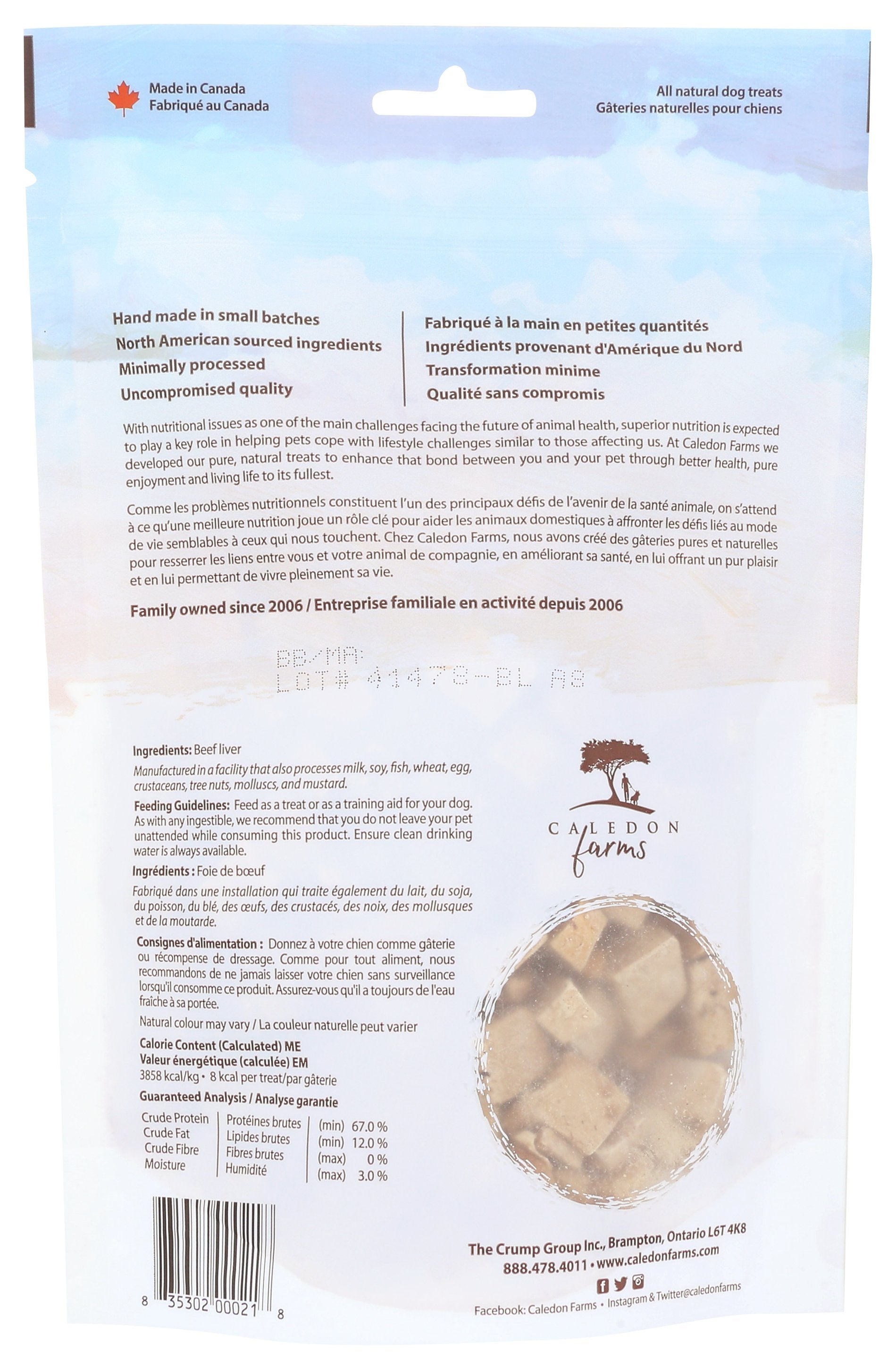 CALEDON FARMS TREAT DOG BEEF LIVER BITE - Case of 4