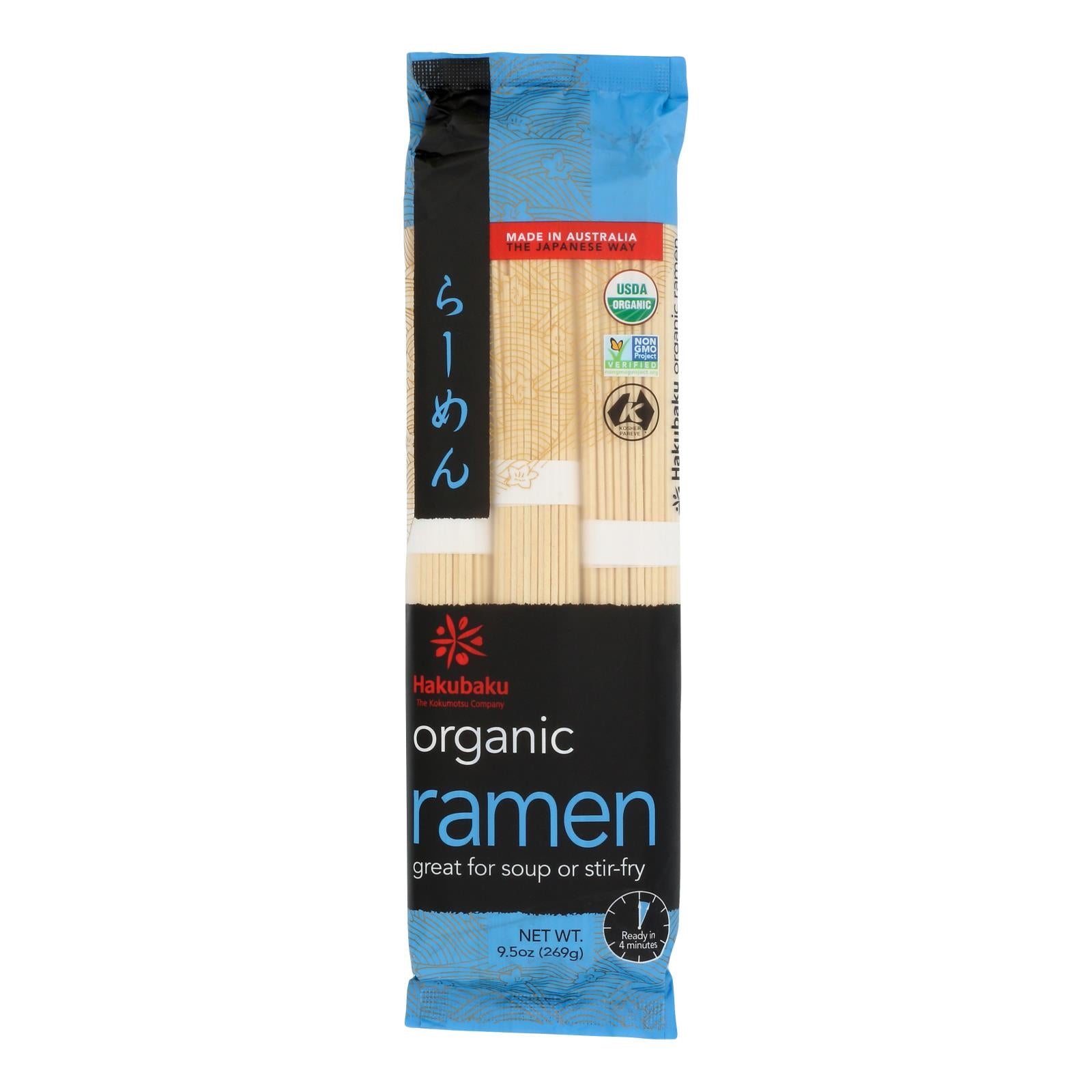 Hakubaku Organic Noodles - Ramen - Case Of 8 - 9.52 Oz