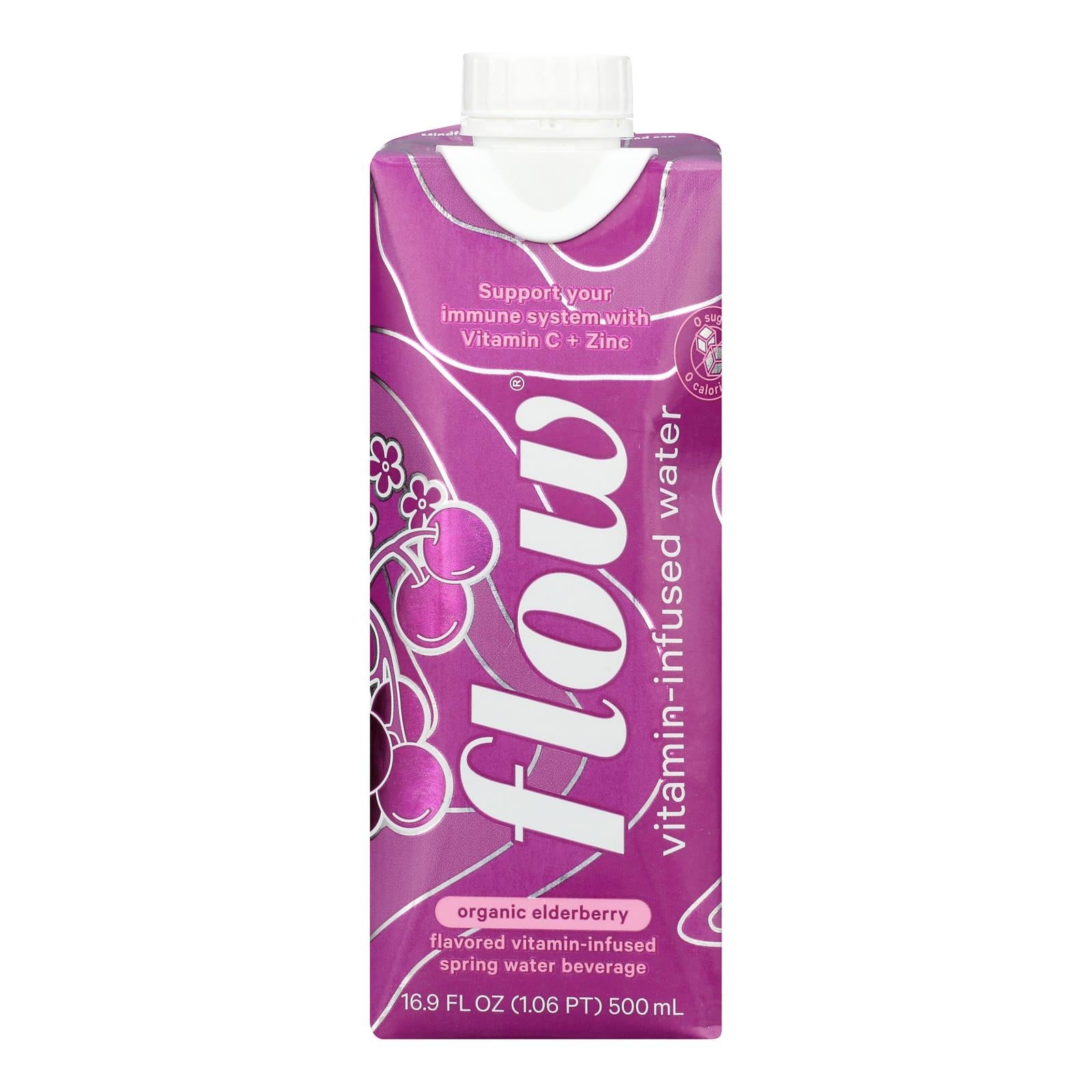 Flow - Vitamin Infused Water Organic Elderberry - Case of 12 - 500 mL
