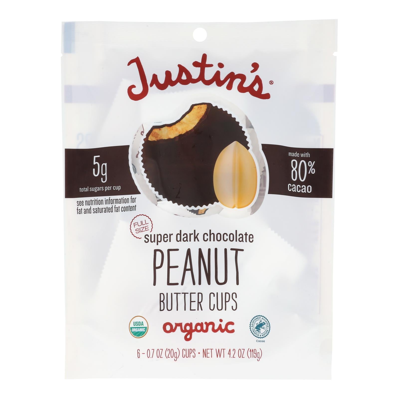 Justin's - Peanut Butter Cup Spr Dark Chocolate - Case of 6-4.2 OZ